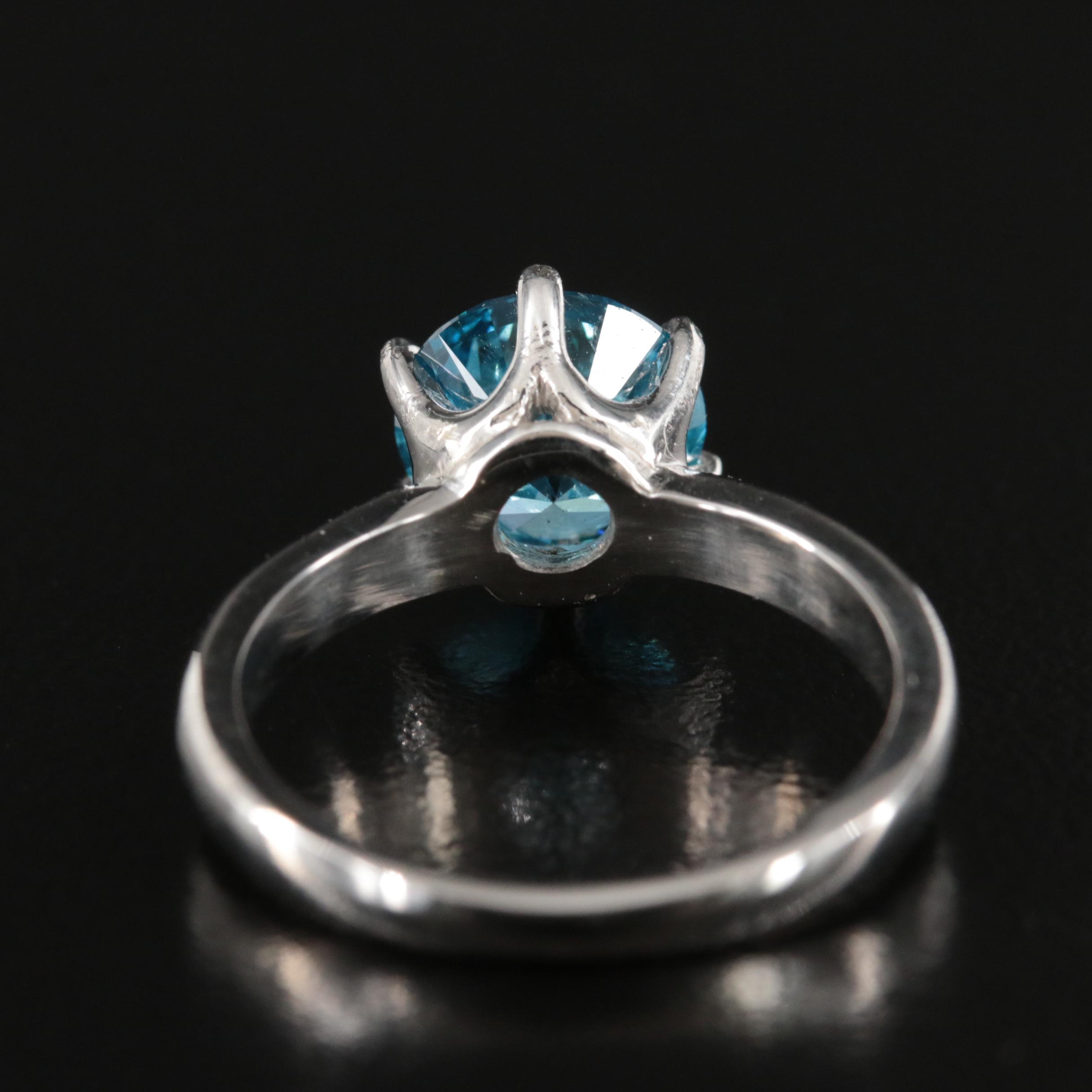 14K 2.01 CT Fancy Vivid Blue Diamond Solitaire Ring