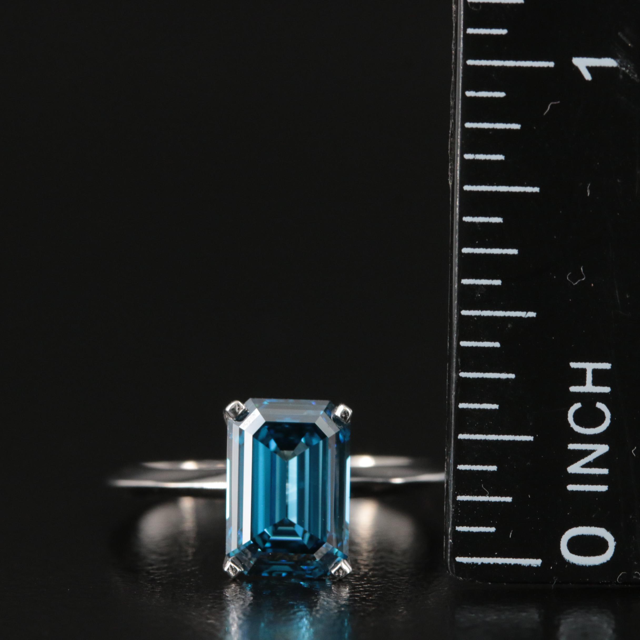 14K 2.22 CT Fancy Deep Blue Diamond Solitaire Ring