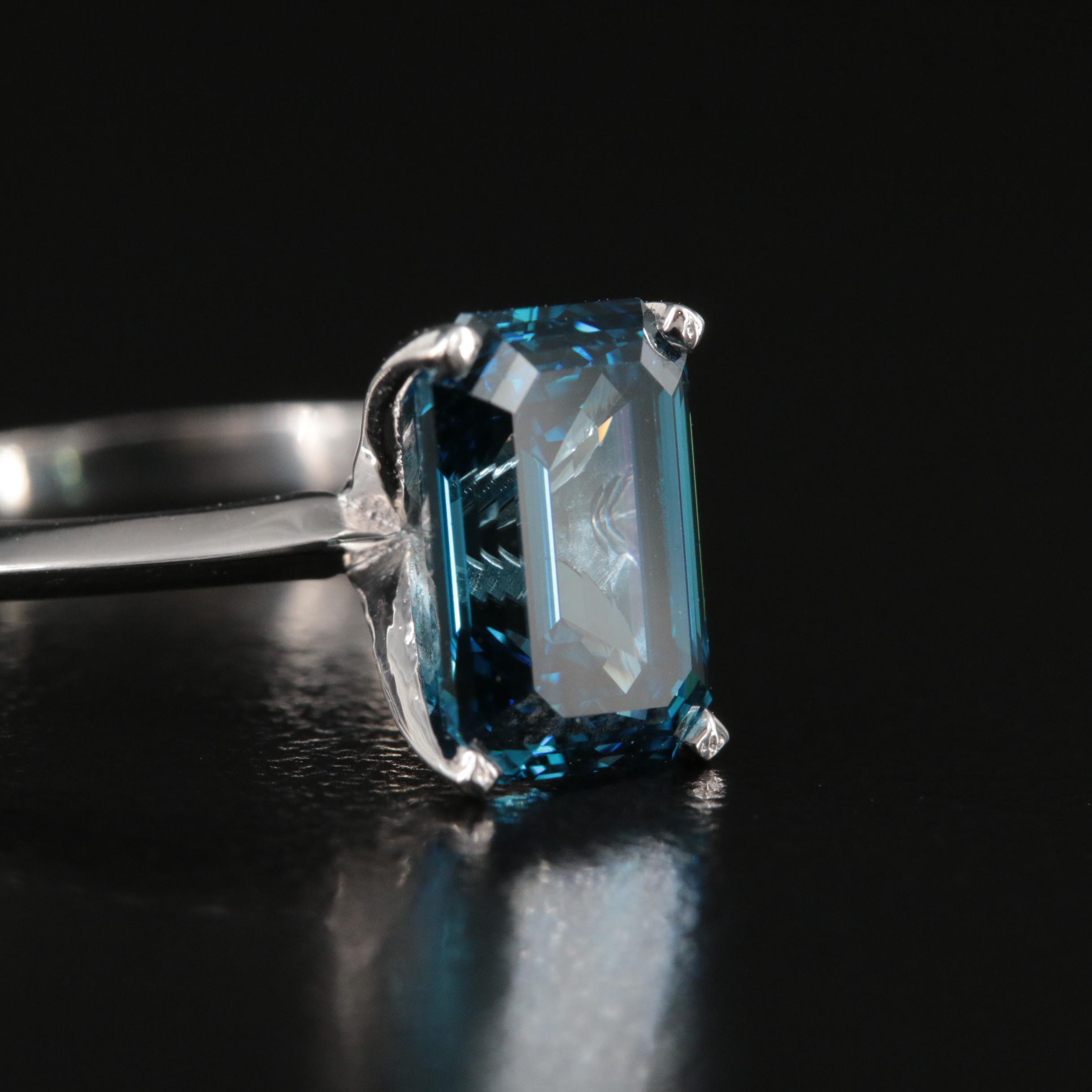 14K 2.22 CT Fancy Deep Blue Diamond Solitaire Ring