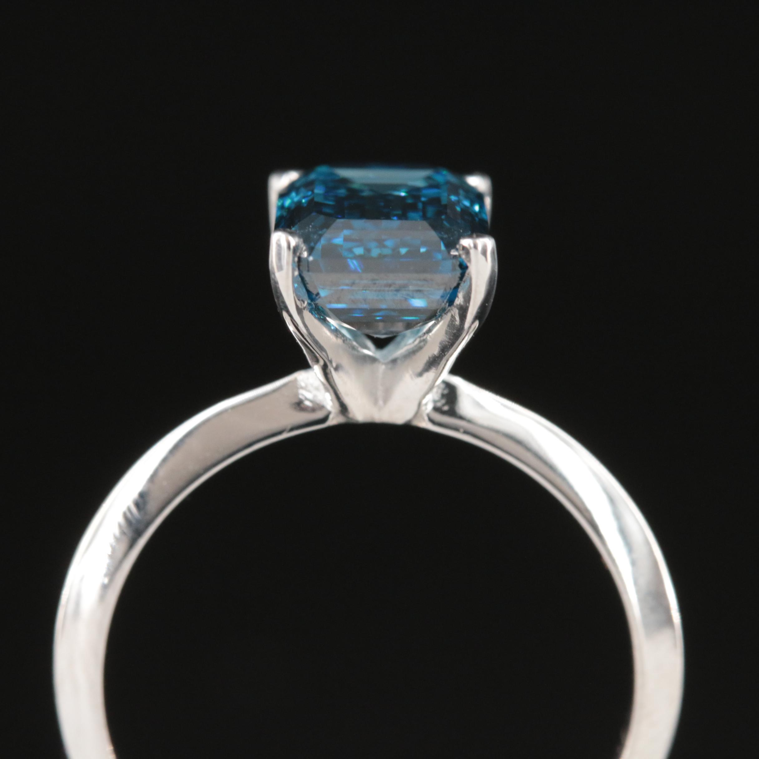 14K 2.22 CT Fancy Deep Blue Diamond Solitaire Ring