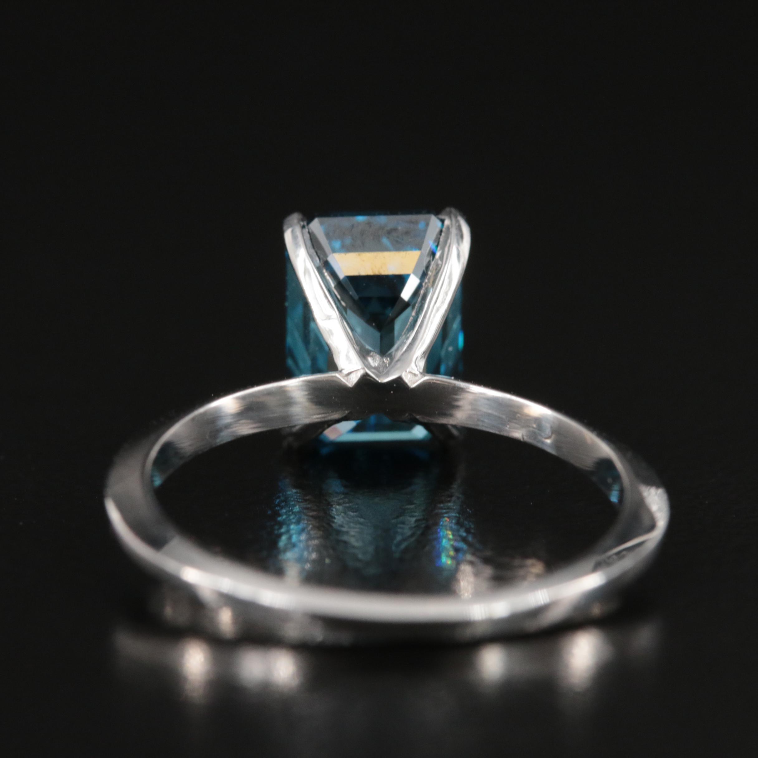 14K 2.22 CT Fancy Deep Blue Diamond Solitaire Ring