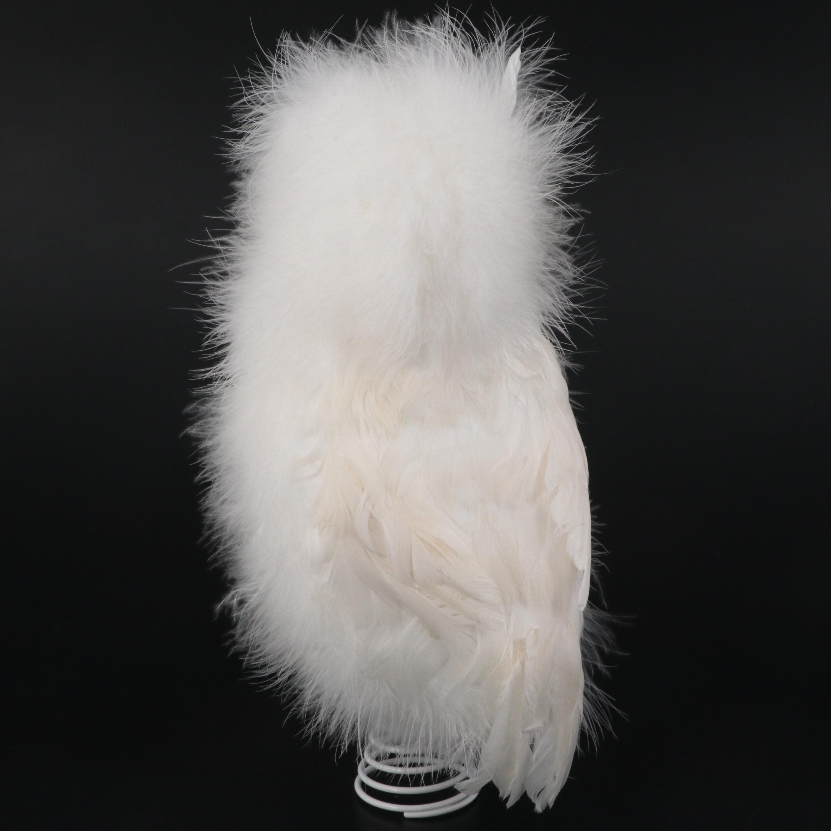 Feathered Snowy Owl Tree Topper and Matching Figurines