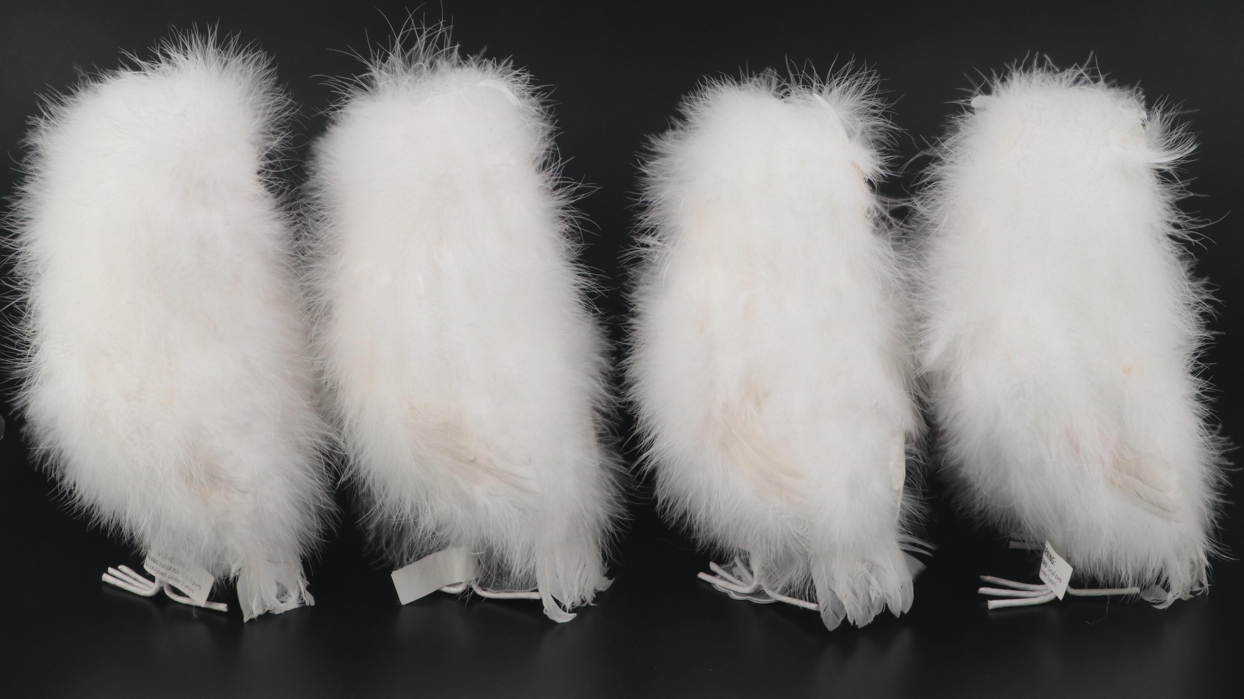 Feathered Snowy Owl Tree Topper and Matching Figurines