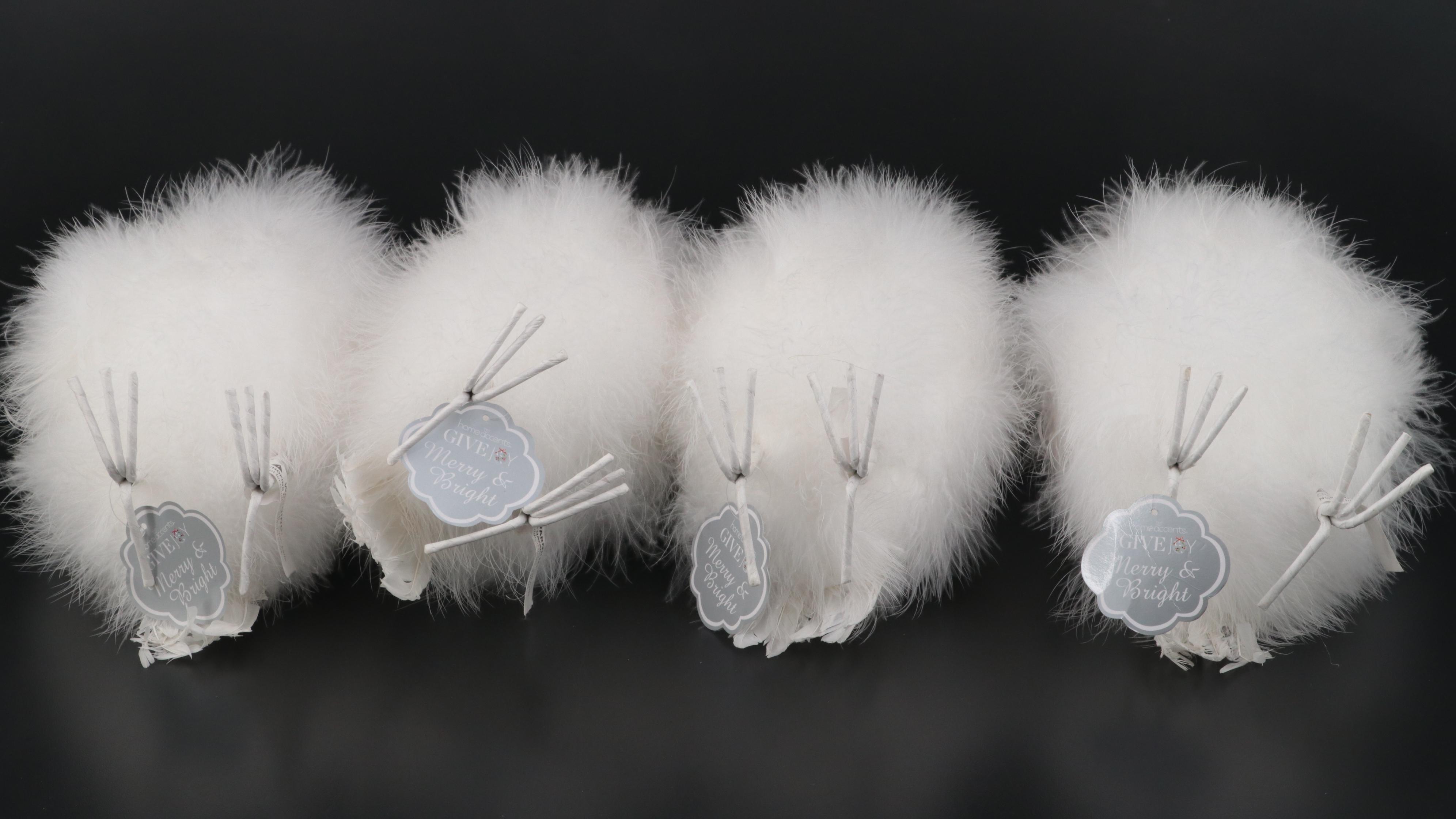 Feathered Snowy Owl Tree Topper and Matching Figurines