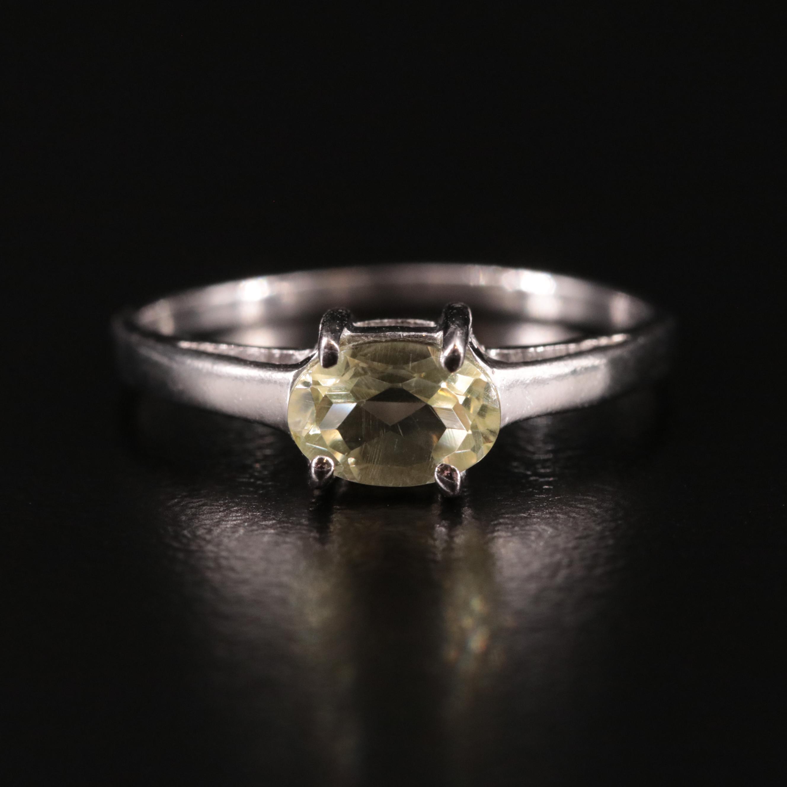 Sterling and Citrine Solitaire Ring