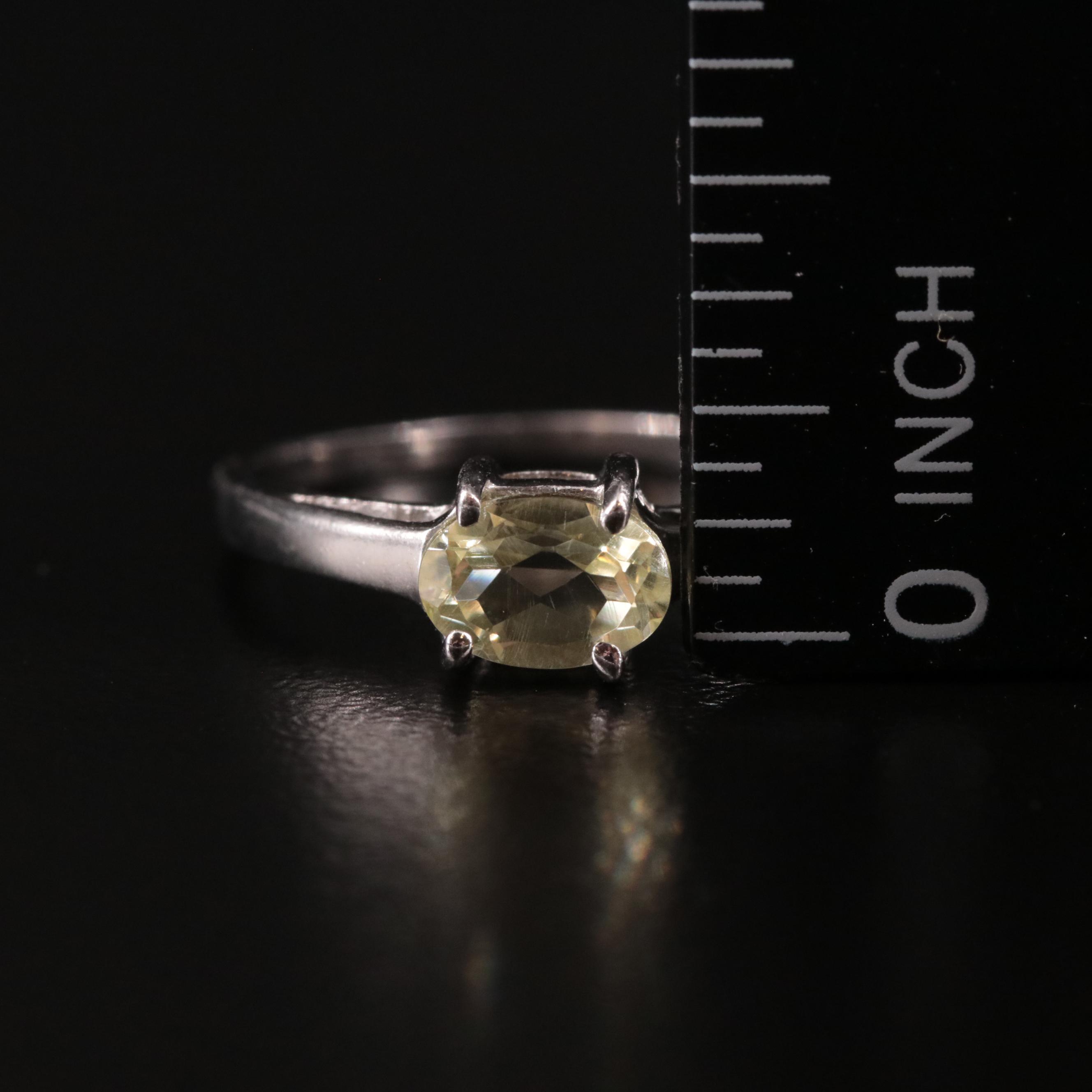 Sterling and Citrine Solitaire Ring