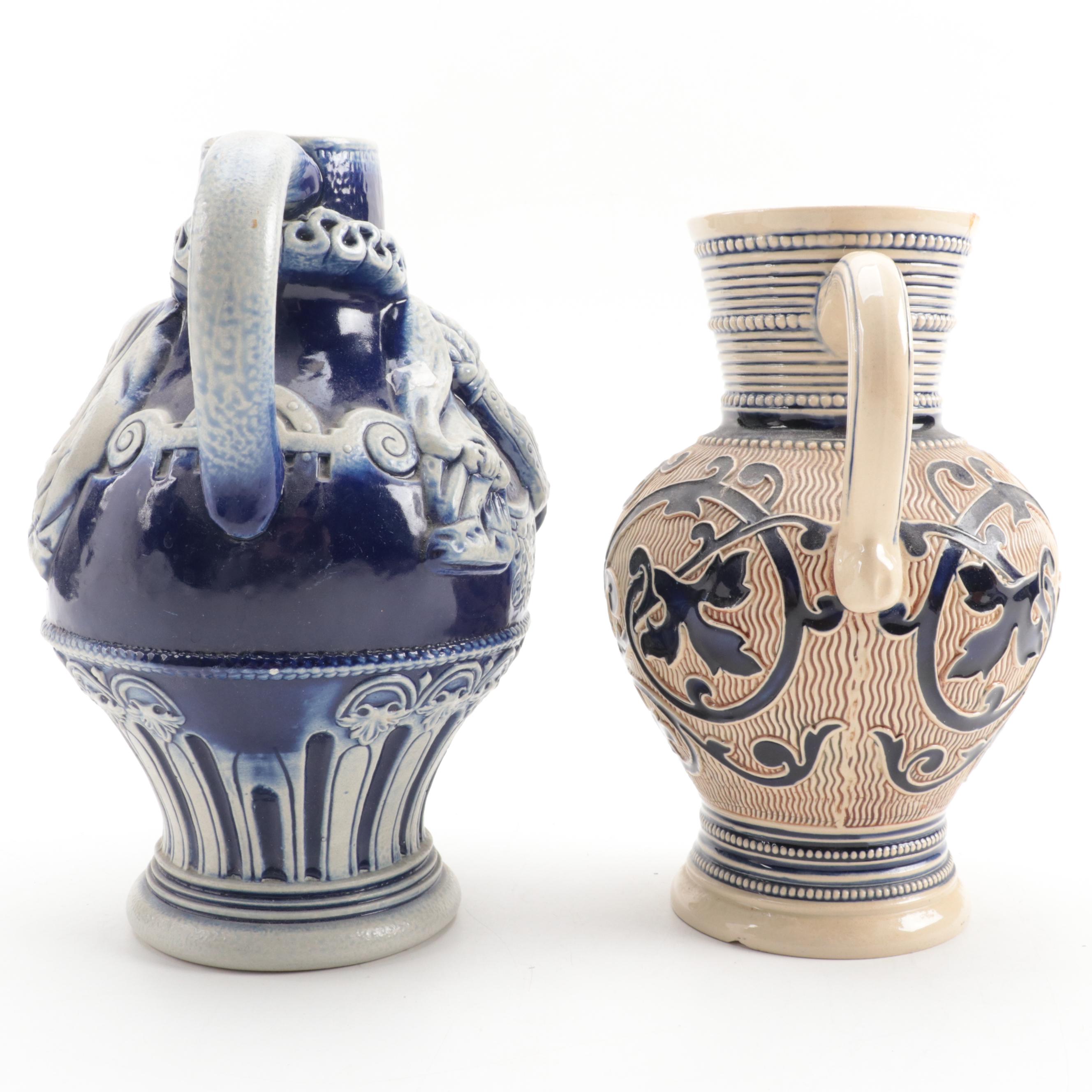 Gerz Stoneware Figural Carafe with Other Stoneware Carafe