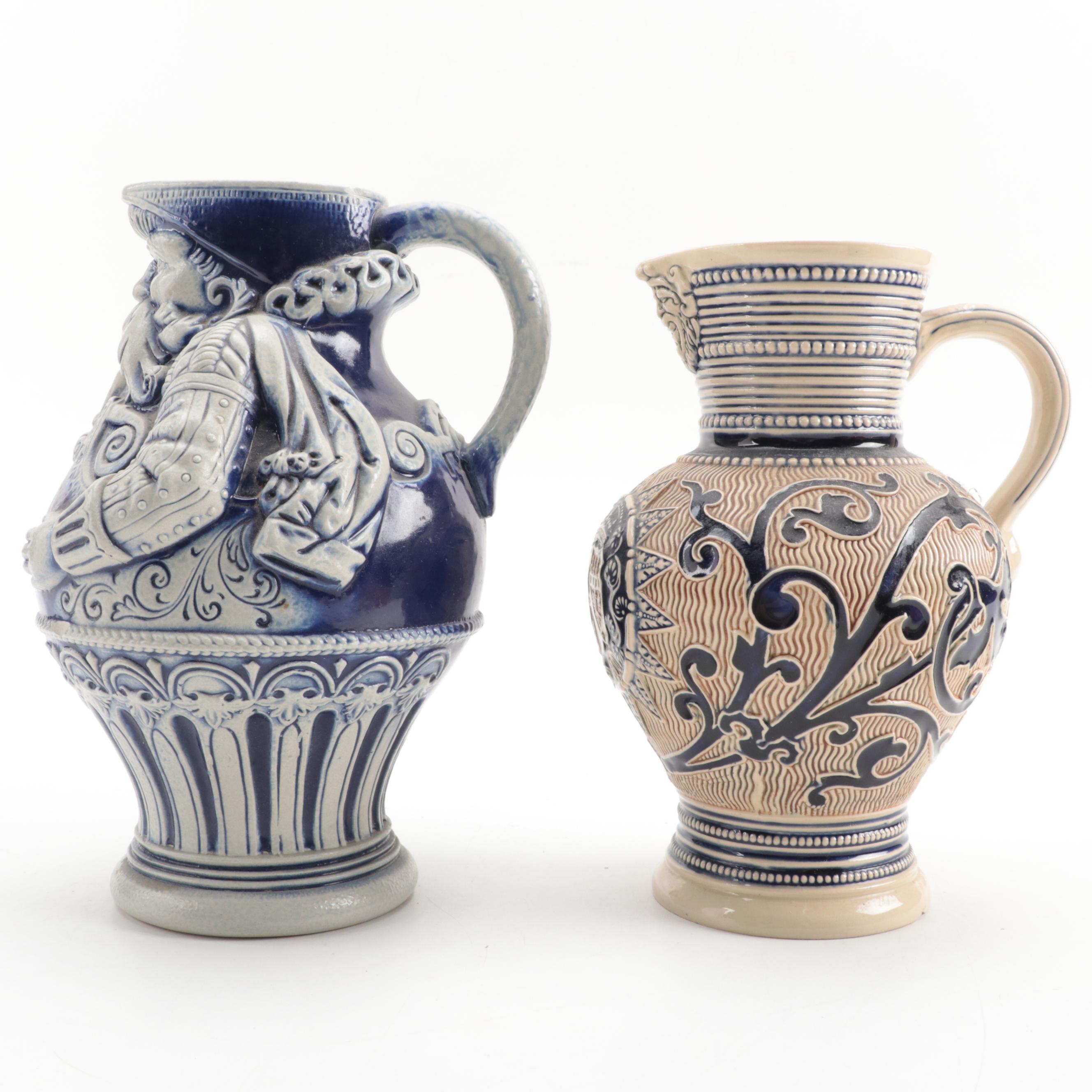 Gerz Stoneware Figural Carafe with Other Stoneware Carafe