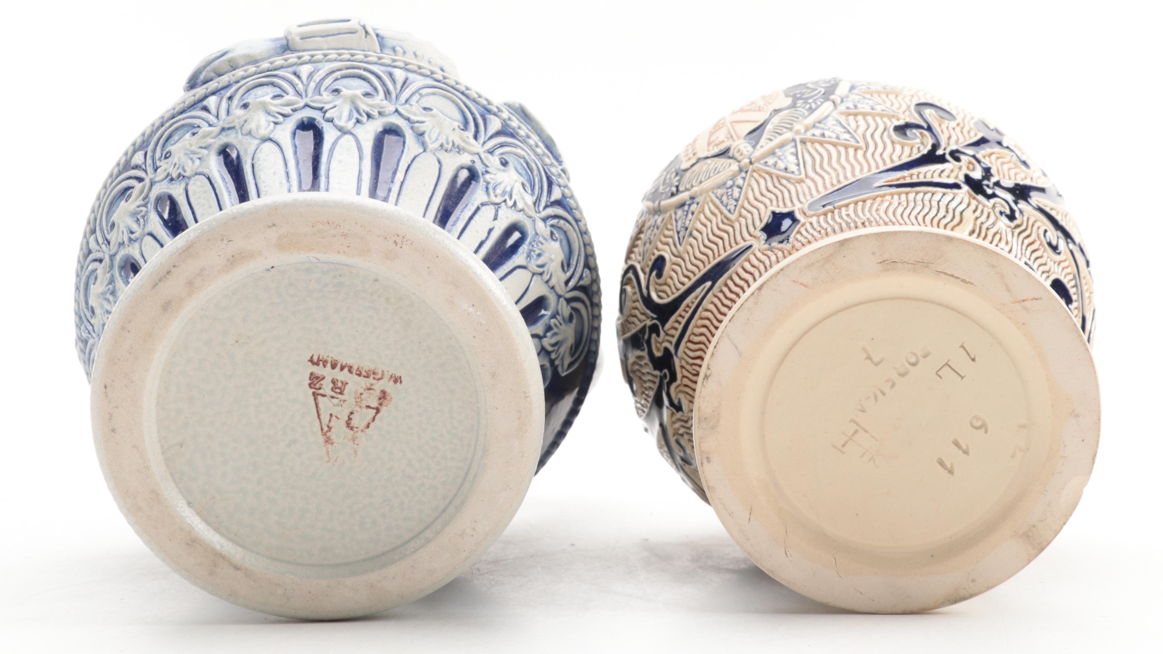 Gerz Stoneware Figural Carafe with Other Stoneware Carafe