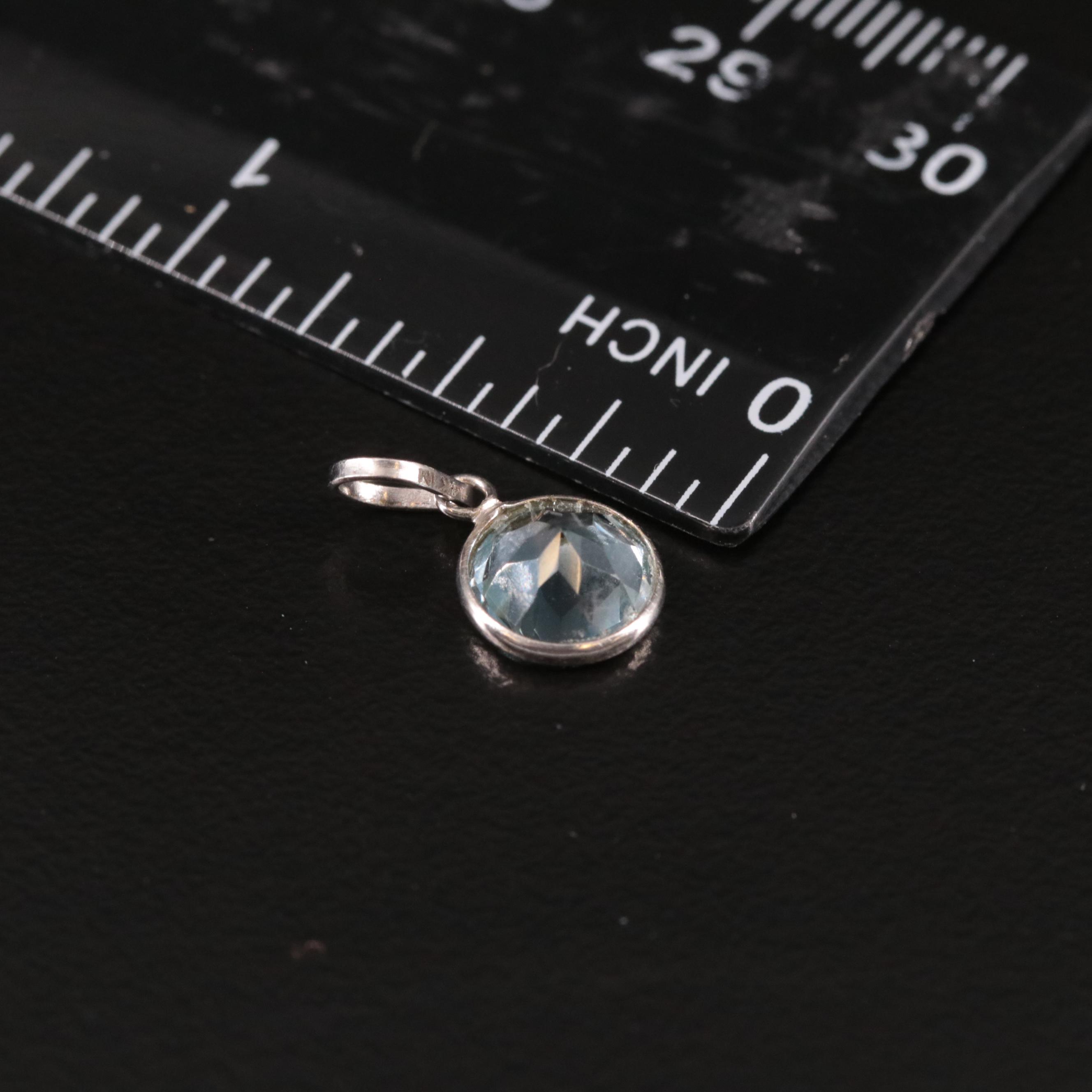 14K Blue Topaz Pendant