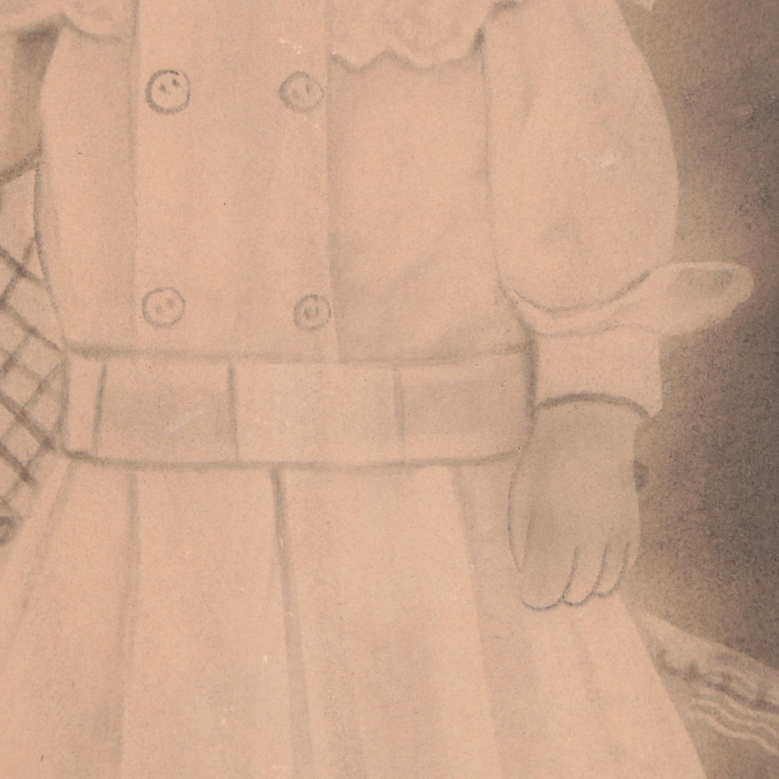 Crayon Portrait Photograph of Young Boy, 19th Century