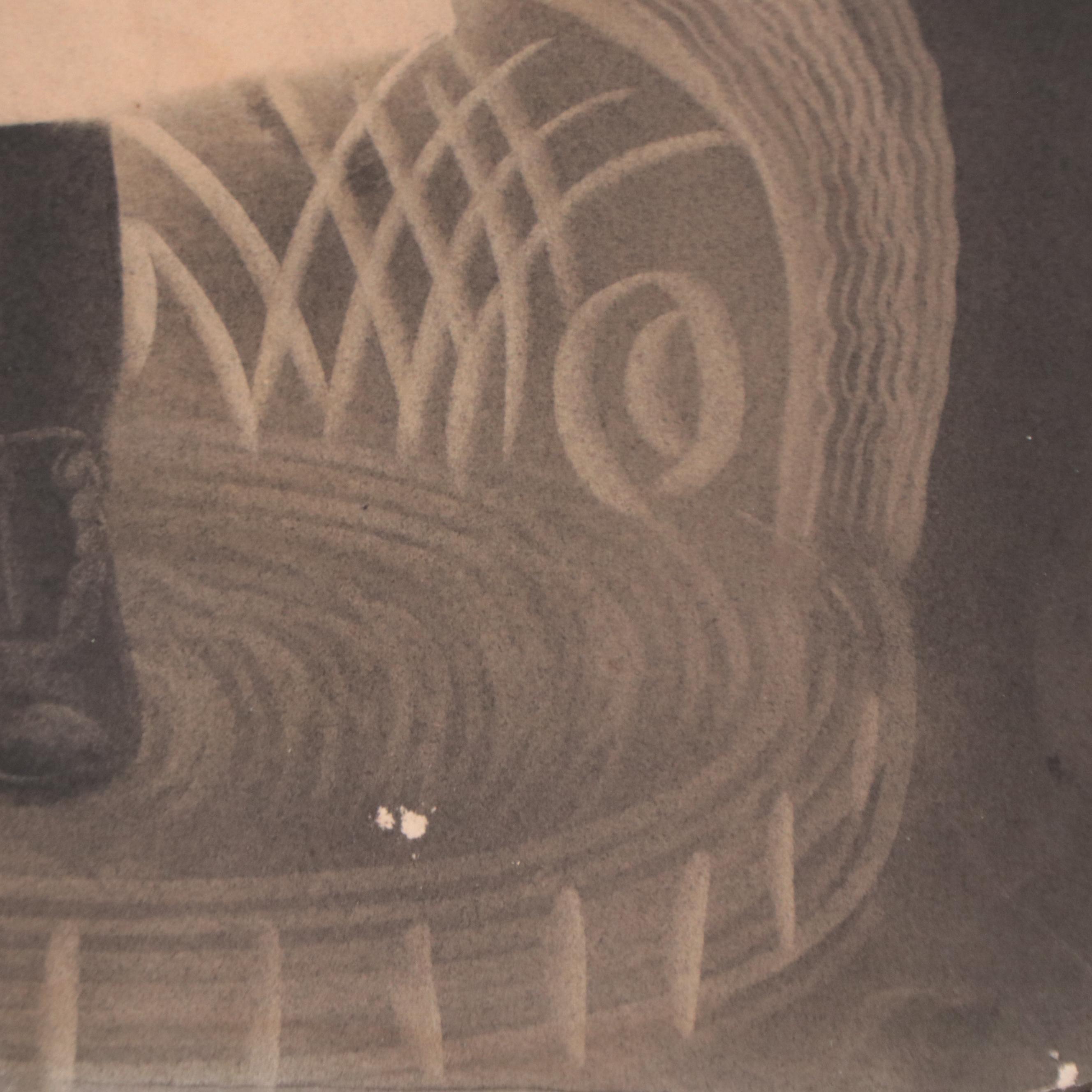 Crayon Portrait Photograph of Young Boy, 19th Century