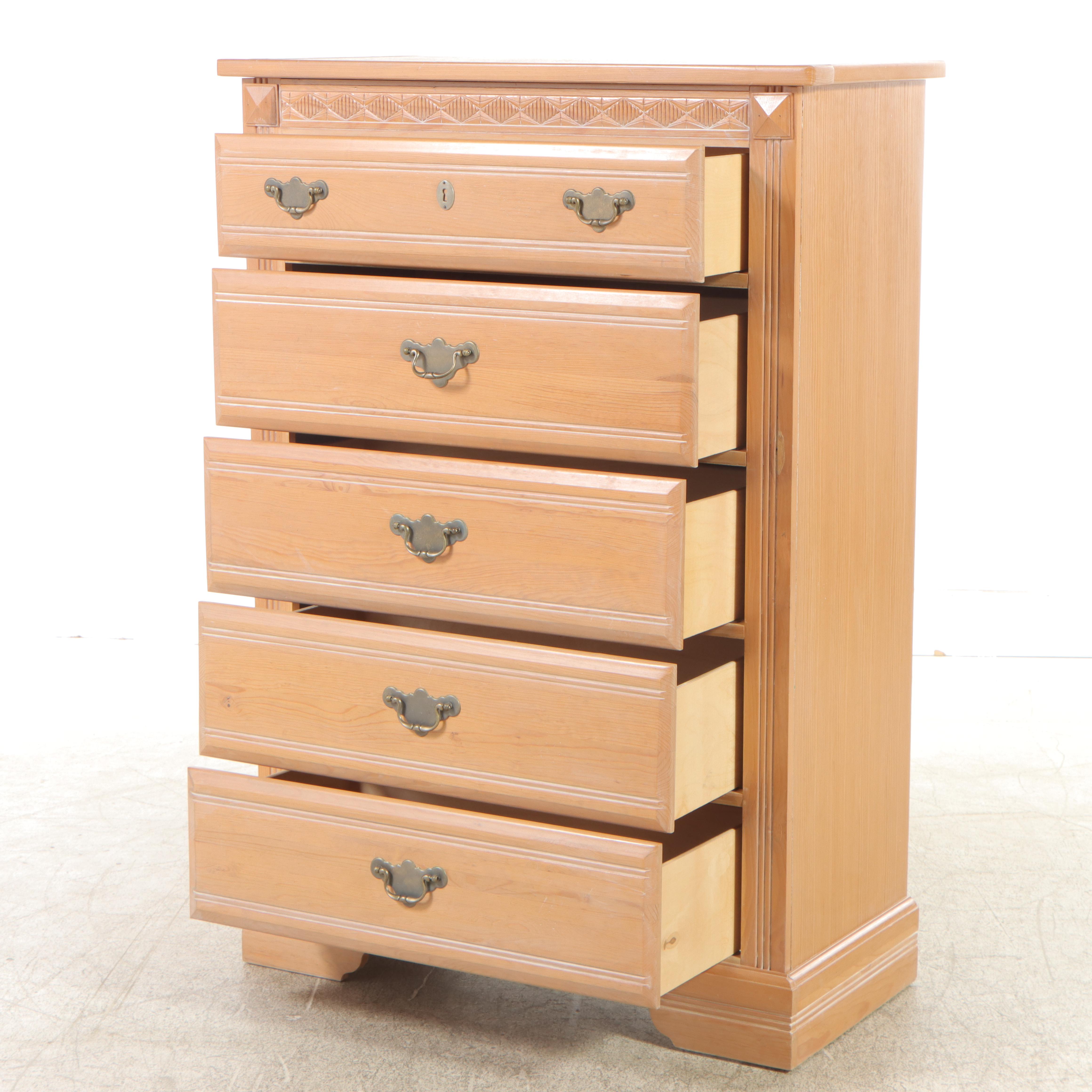 "Santa Fe" Cerused Pine Five-Drawer Chest, Late 20th Century