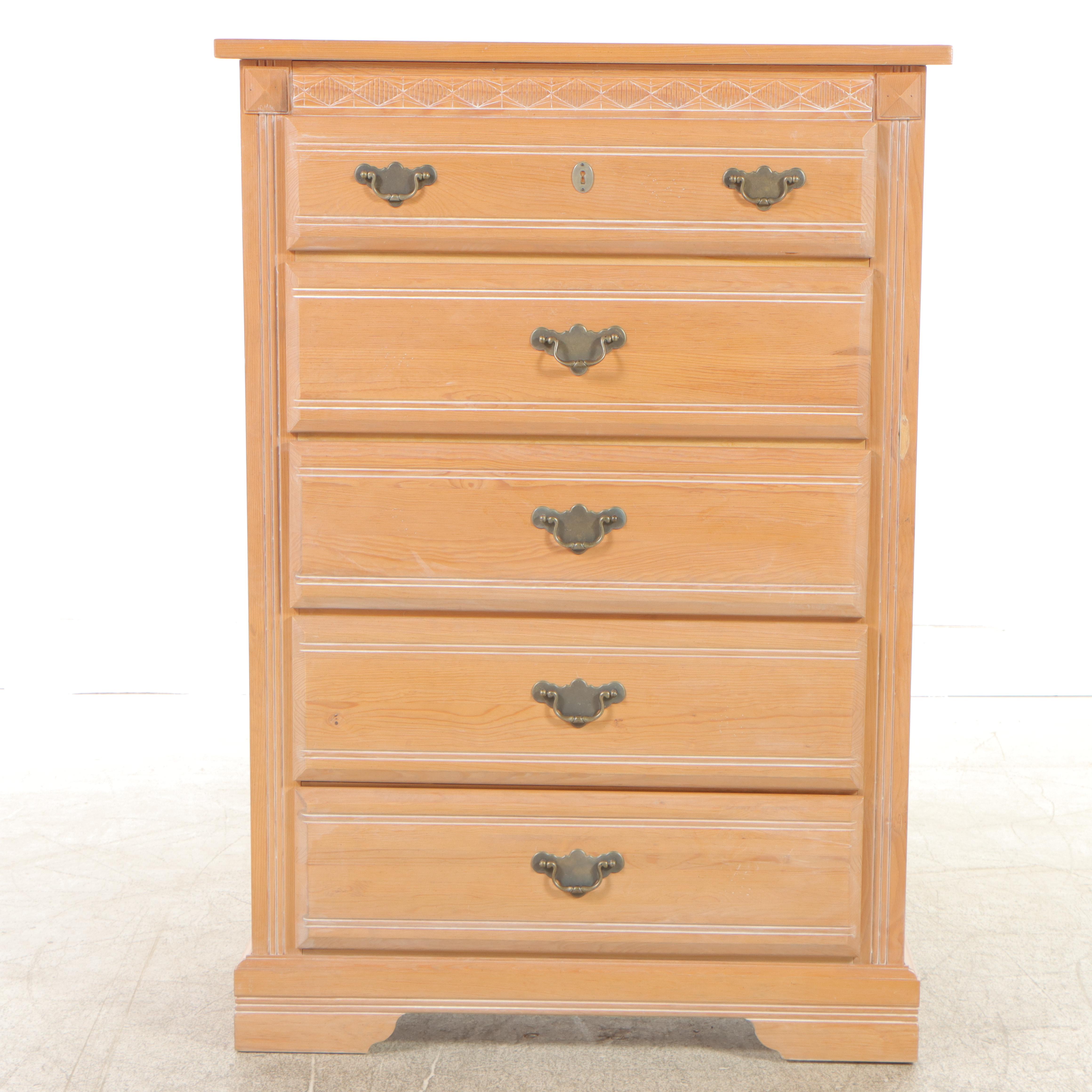 "Santa Fe" Cerused Pine Five-Drawer Chest, Late 20th Century
