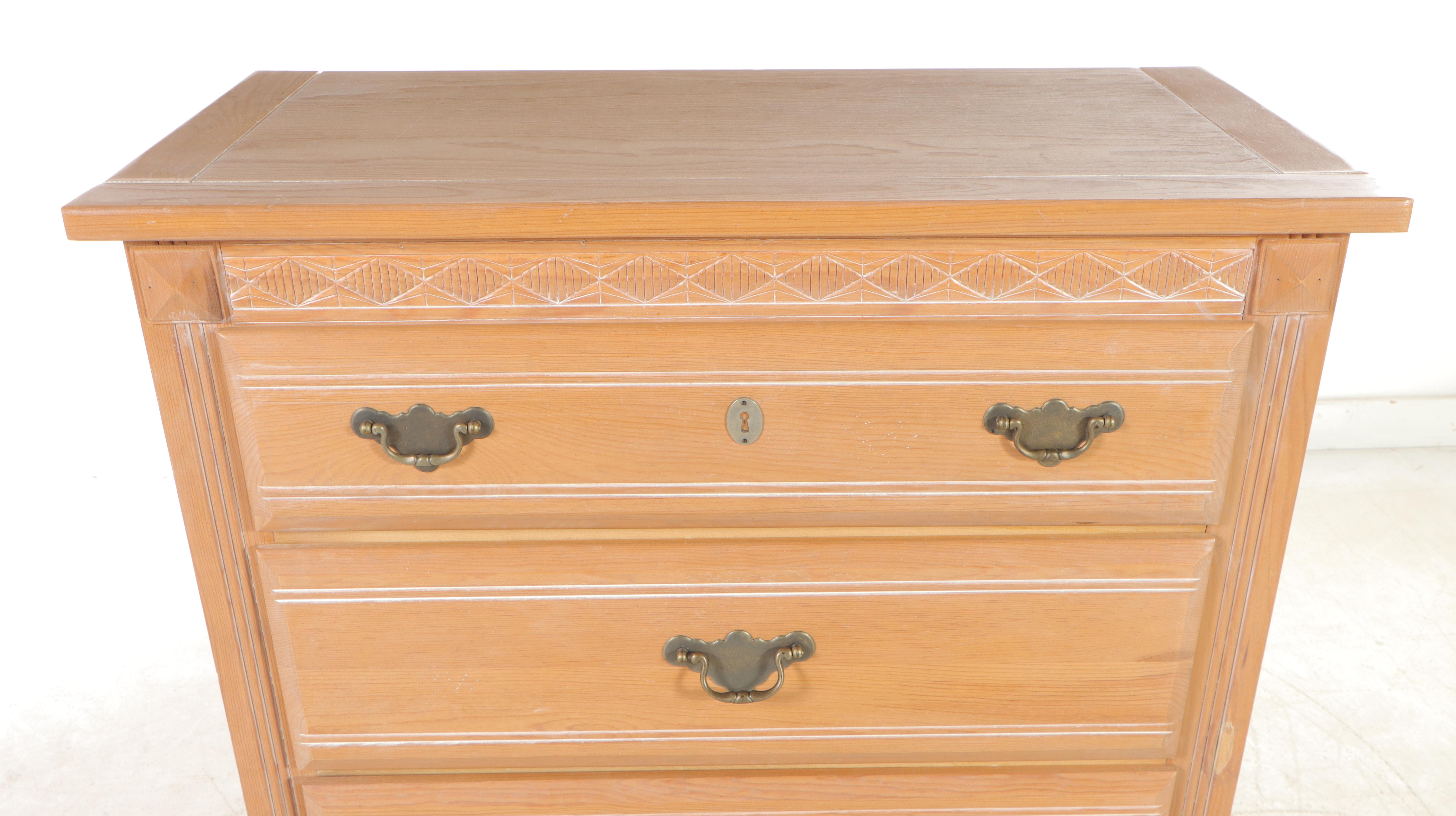 "Santa Fe" Cerused Pine Five-Drawer Chest, Late 20th Century