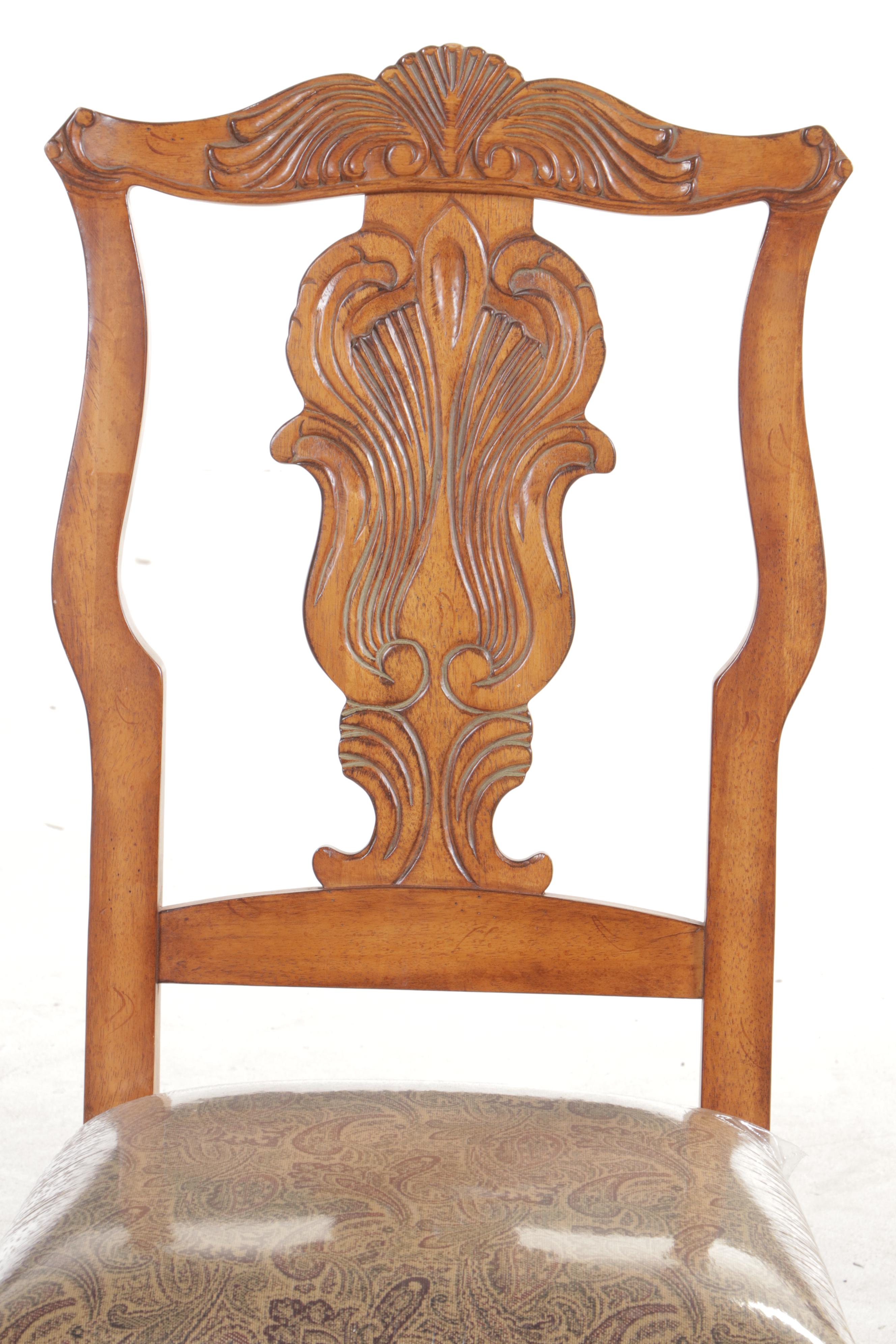 Ashley Furniture Carved Oak Dining Table and Eight Chairs, Late 20th Century