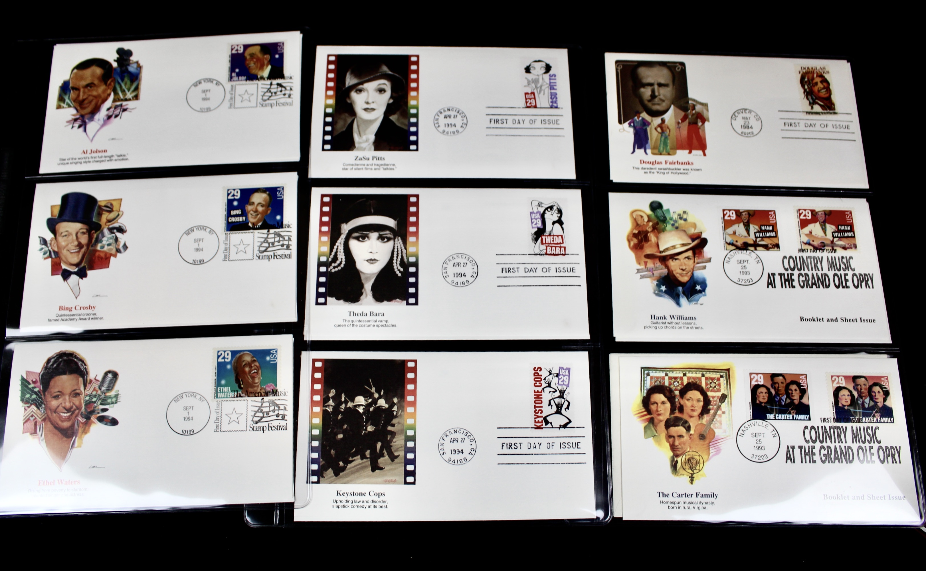 Hollywood and Music Postage Stamp Collection