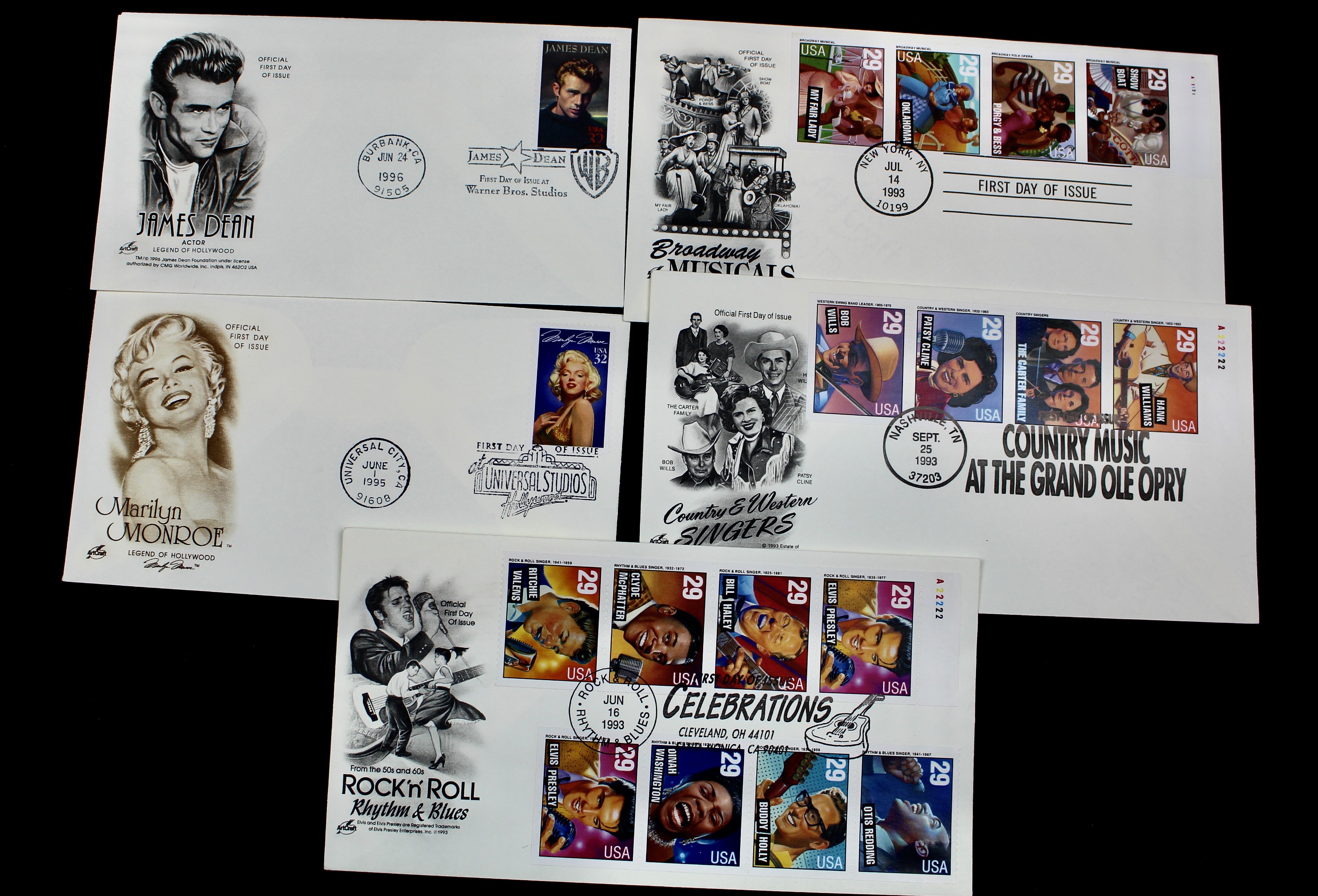 Hollywood and Music Postage Stamp Collection