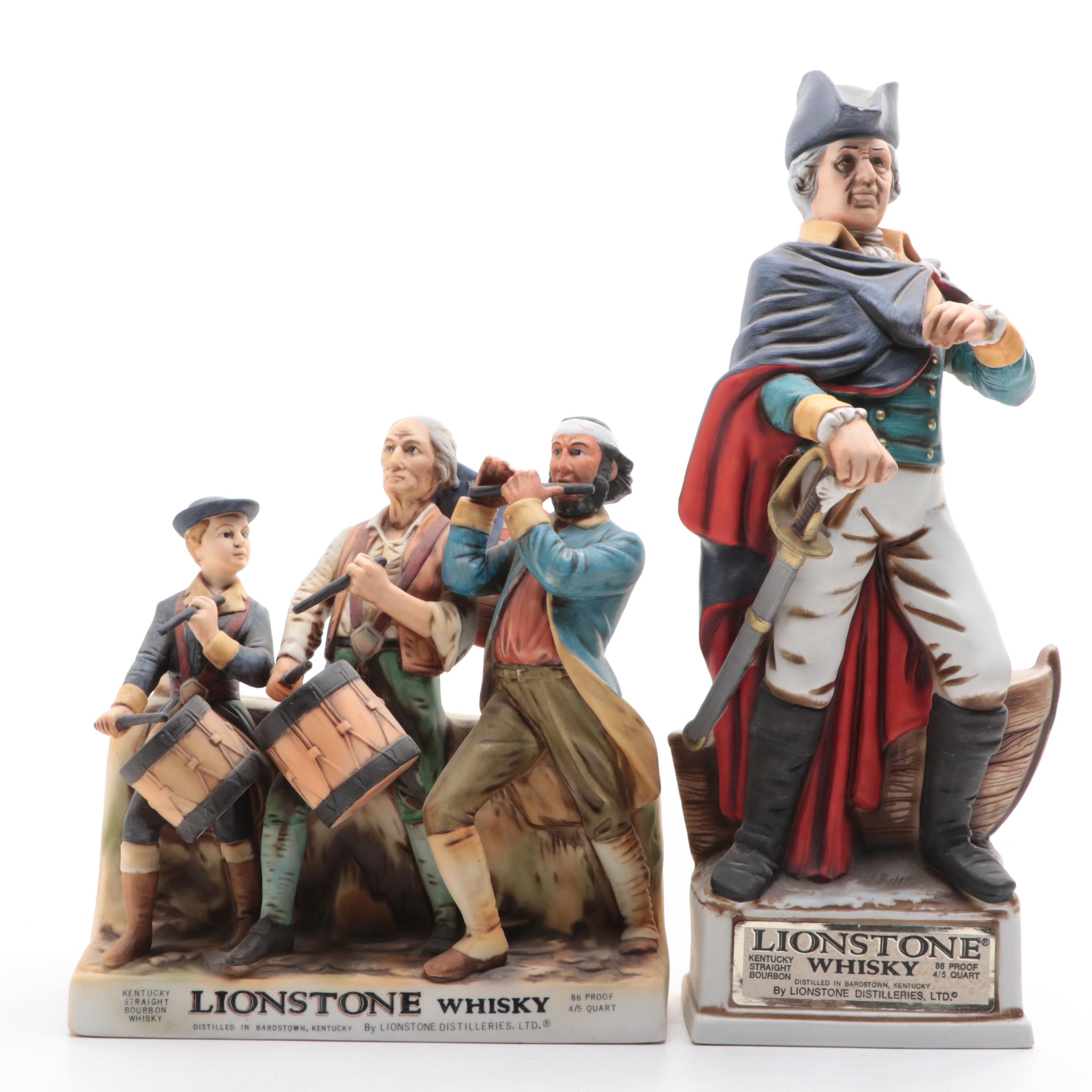 Lionstone Whiskey Bicentennial Series Figural Bisque Porcelain Decanters, 1975