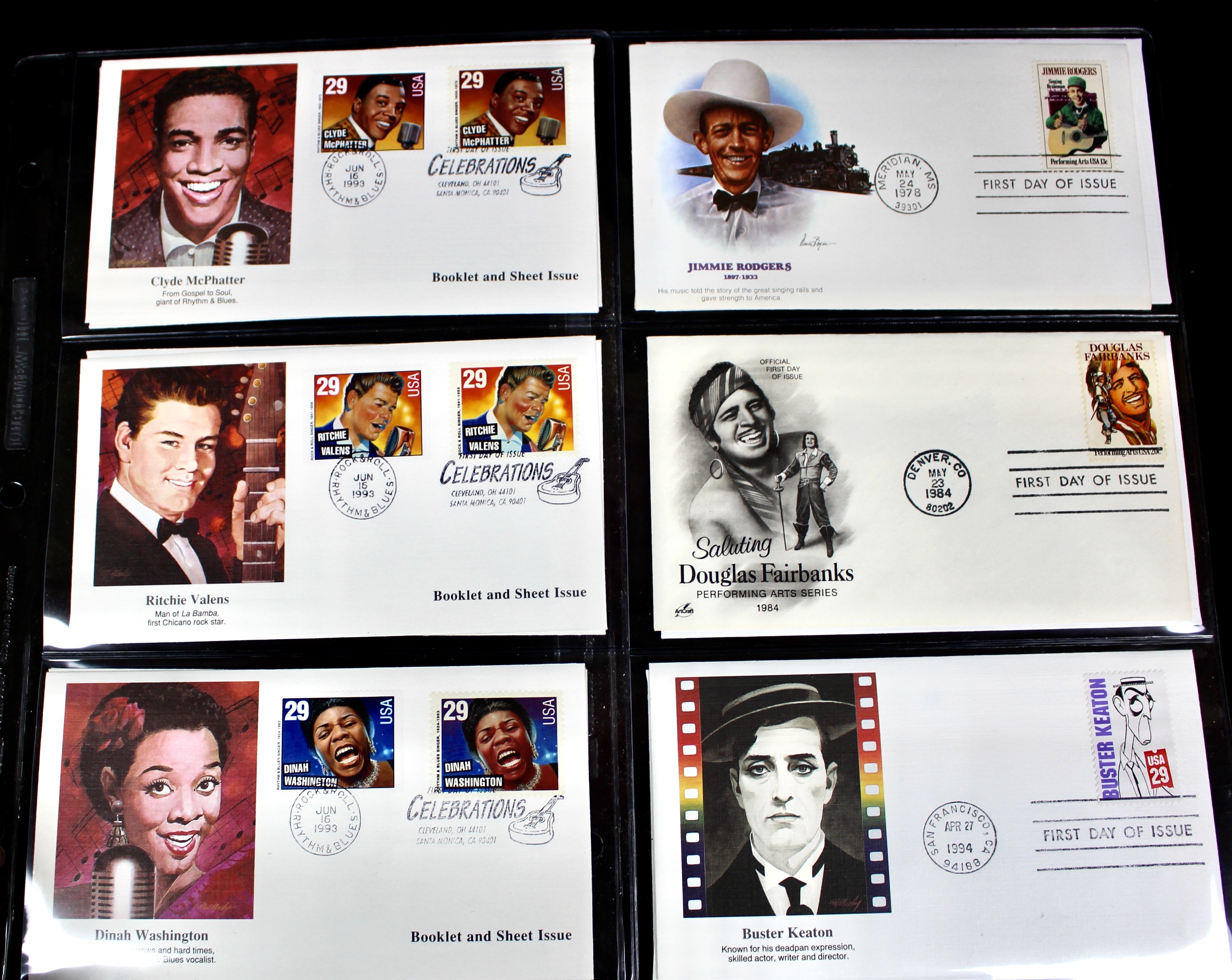 Hollywood and Music Postage Stamp Collection