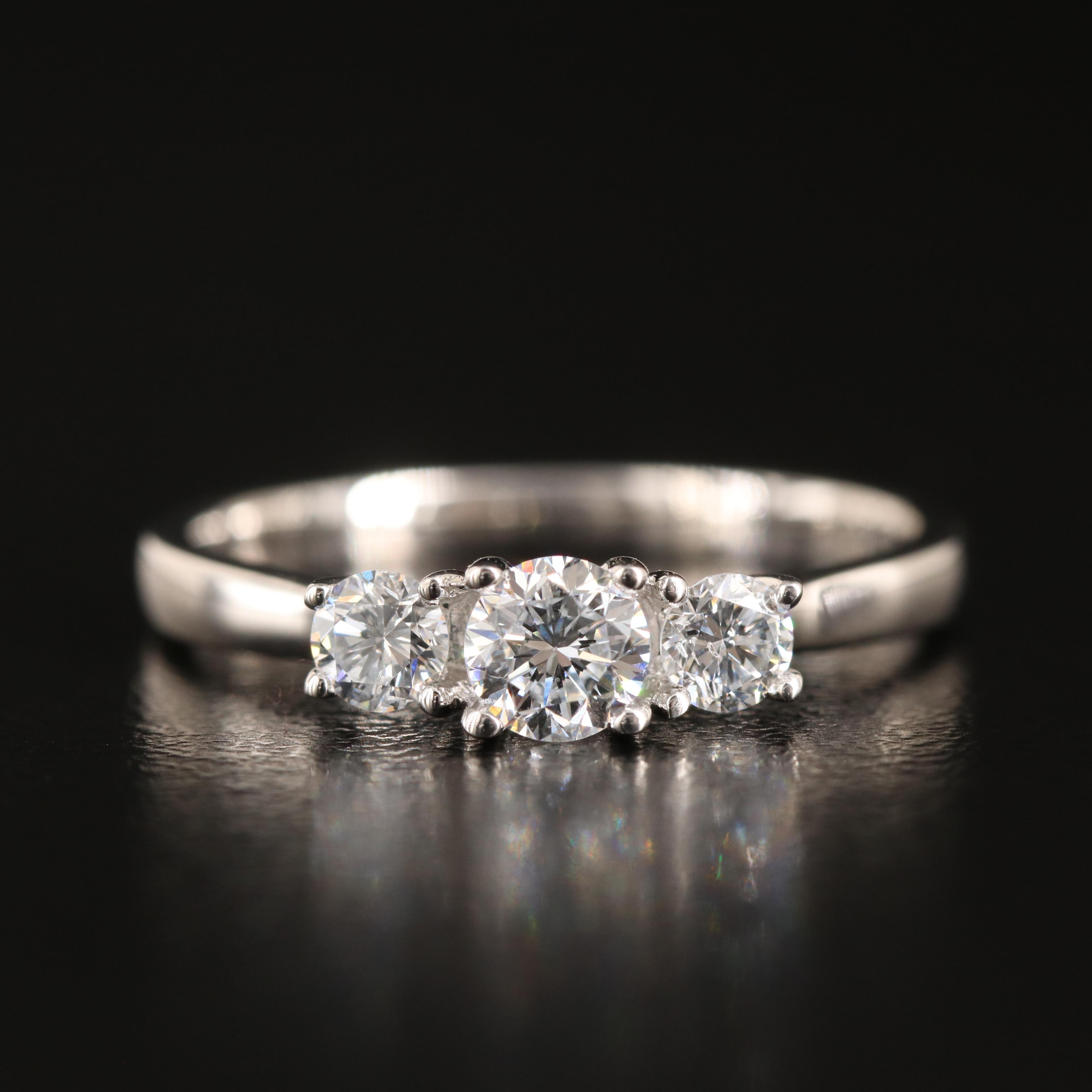 14K 0.48 CTW Lab Grown Diamond Three Stone Ring with IGI Report