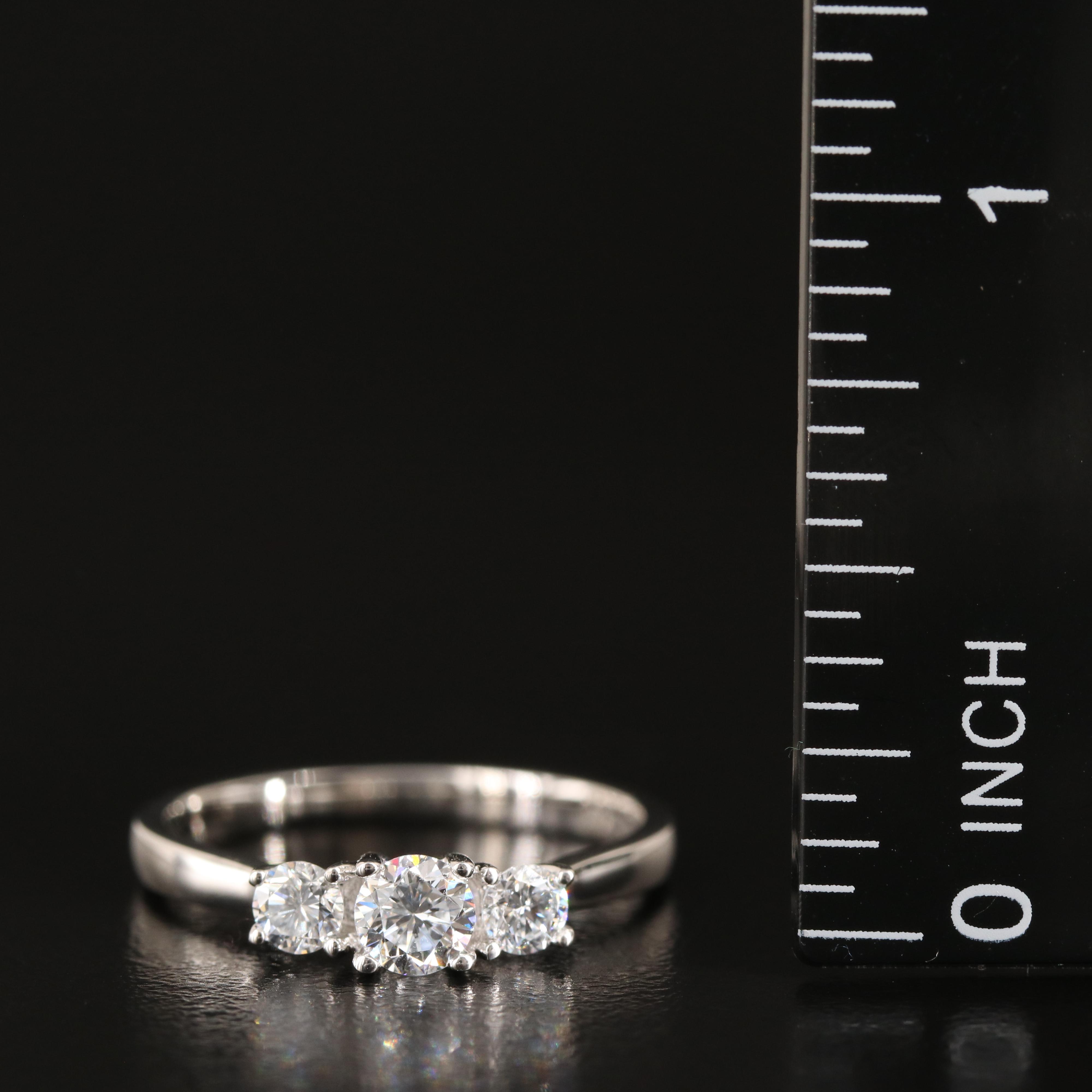 14K 0.48 CTW Lab Grown Diamond Three Stone Ring with IGI Report