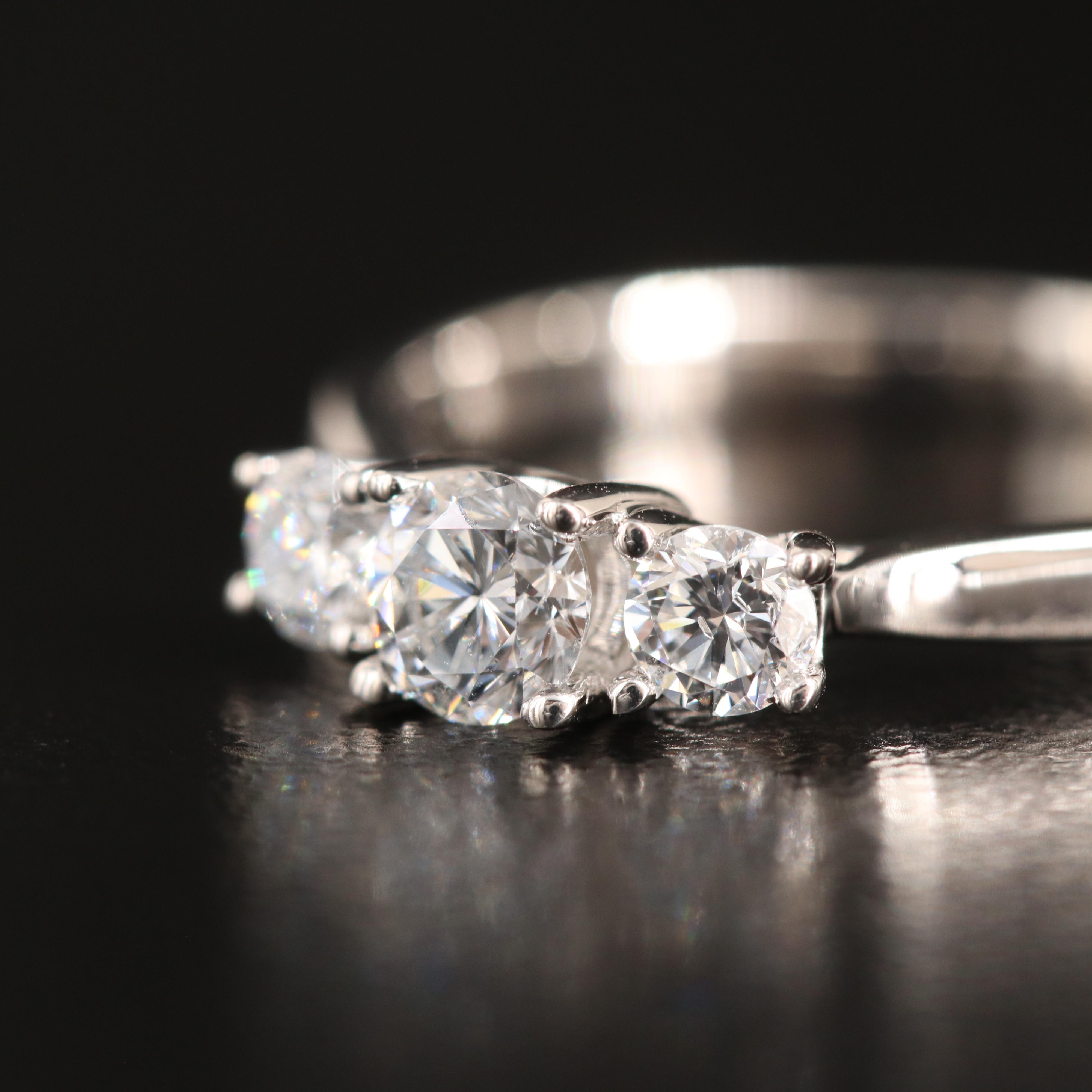 14K 0.48 CTW Lab Grown Diamond Three Stone Ring with IGI Report