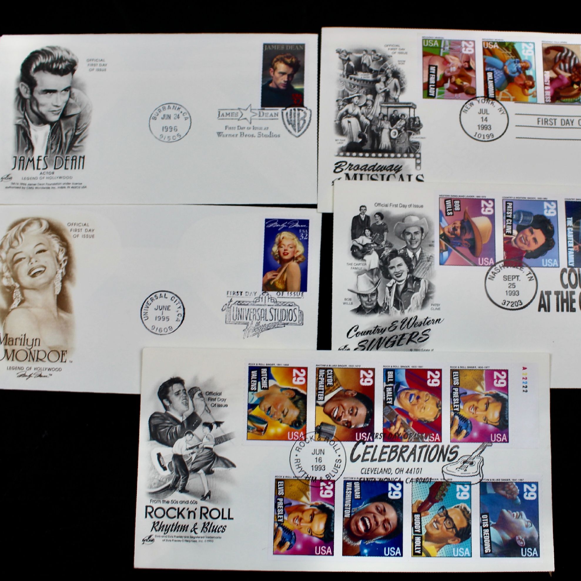 Hollywood and Music Postage Stamp Collection