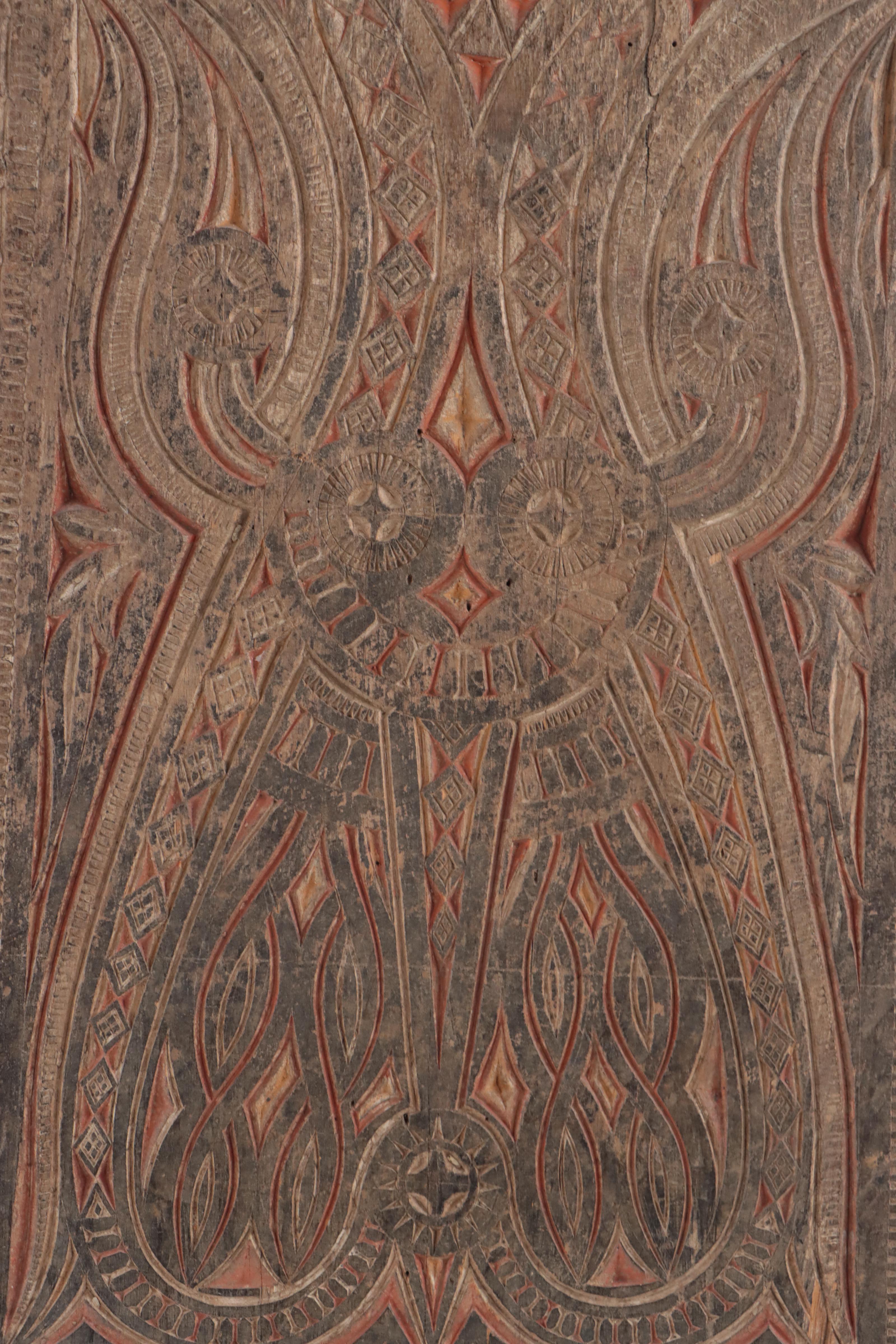 Toraja (Indonesia) Carved Wood Granary Door, Mid-20th Century