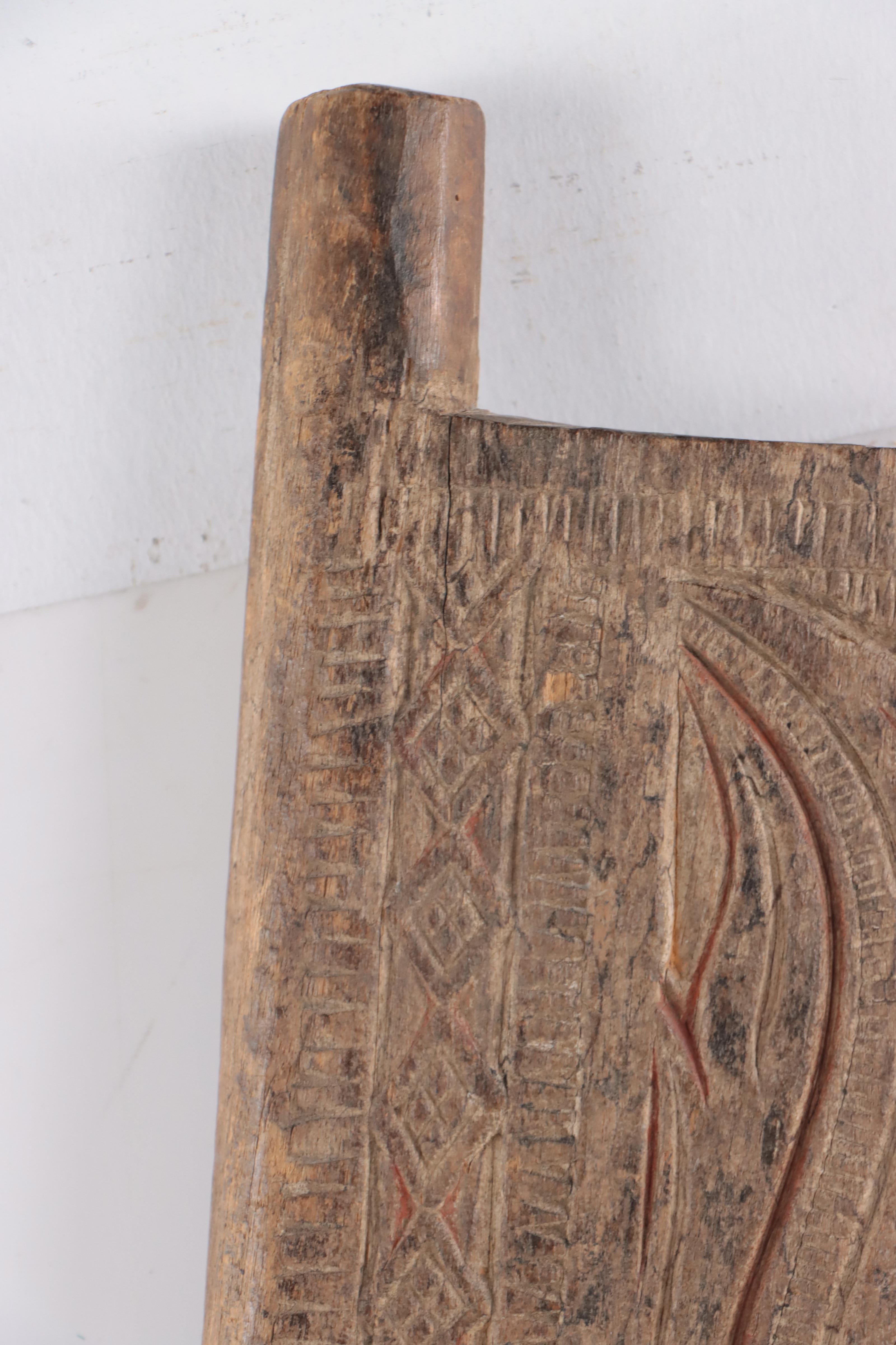 Toraja (Indonesia) Carved Wood Granary Door, Mid-20th Century