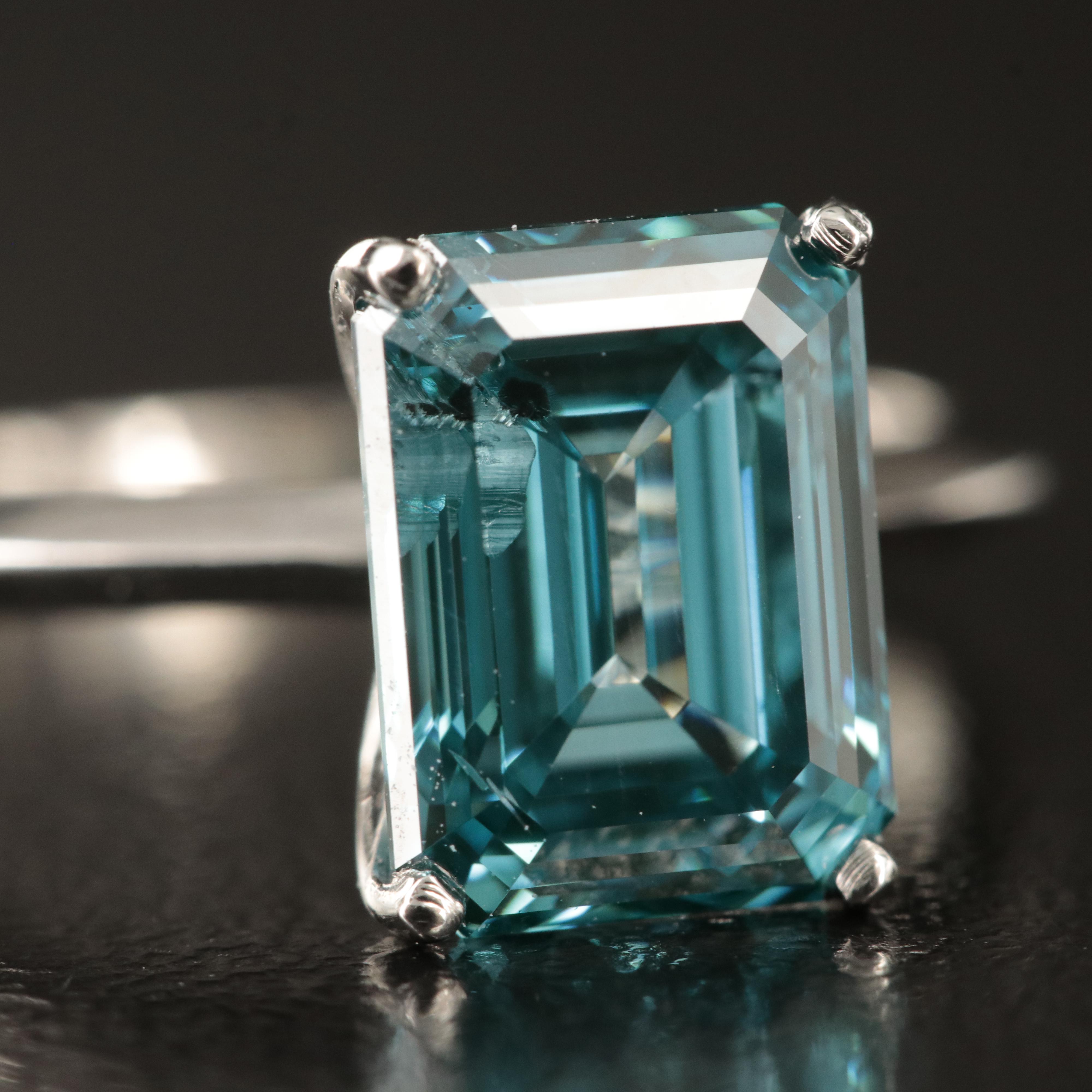 14K 2.80 CT Fancy Intense Blue Diamond Solitaire Ring