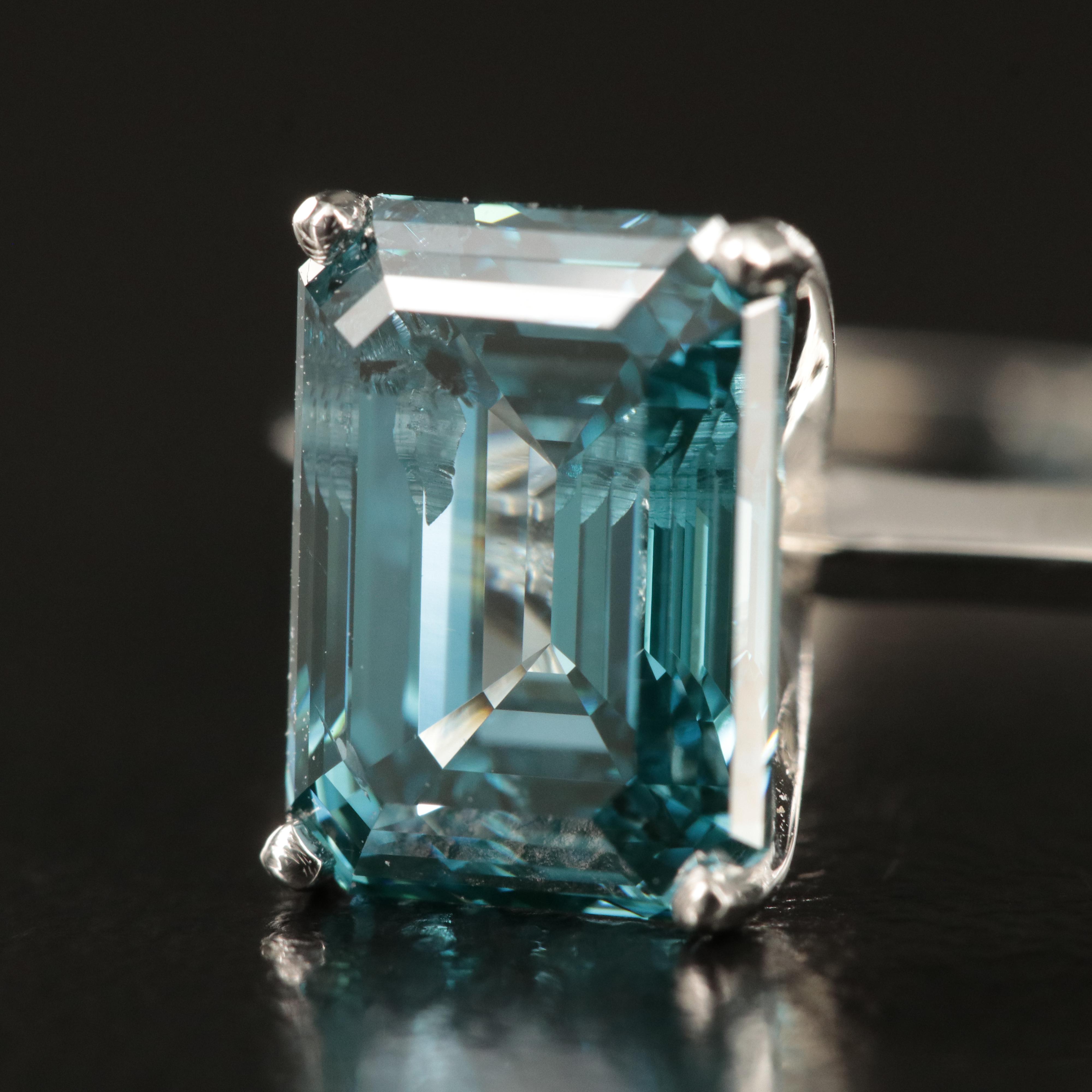 14K 2.80 CT Fancy Intense Blue Diamond Solitaire Ring