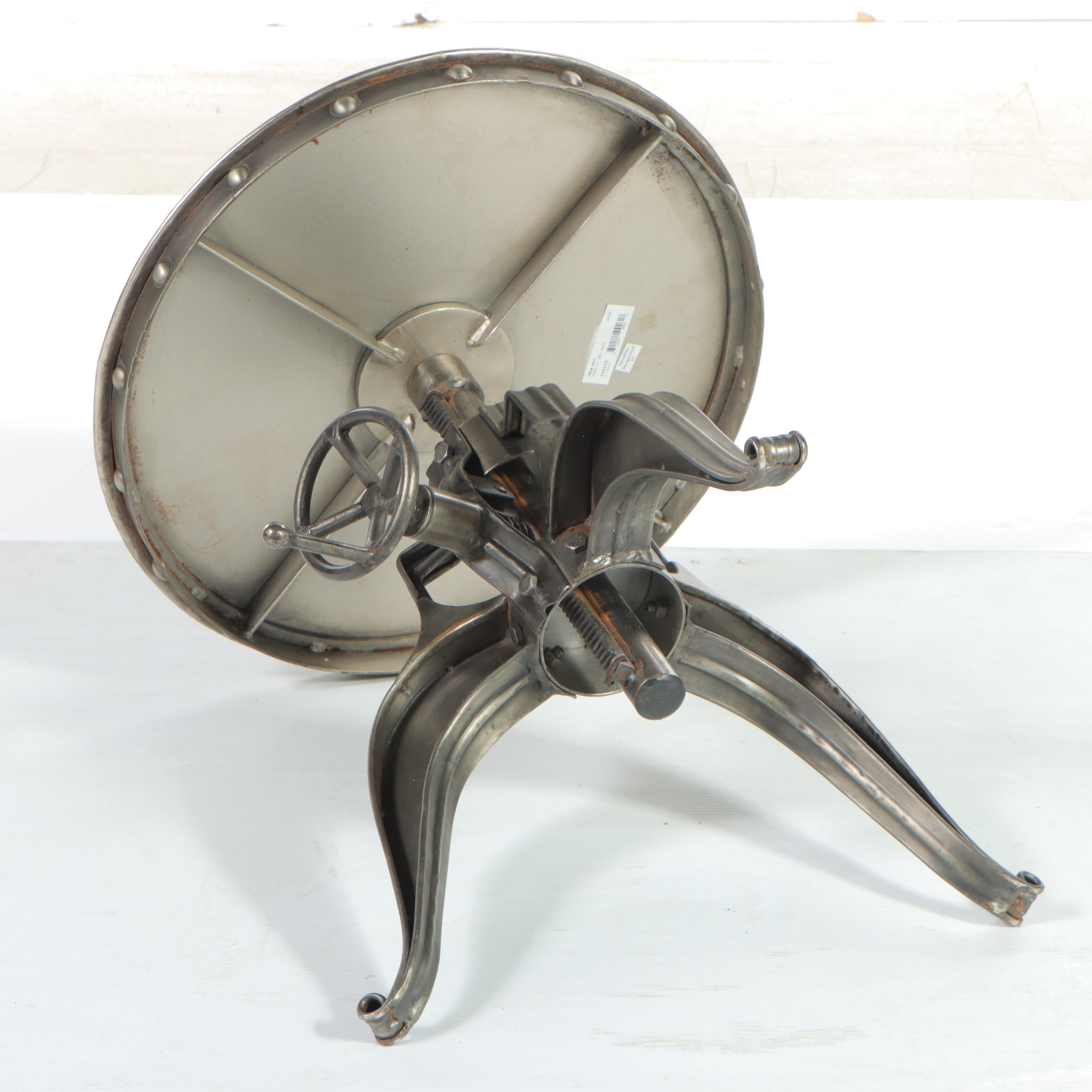 Industrial Style Metal Adjustable-Height "Crank" Side Table