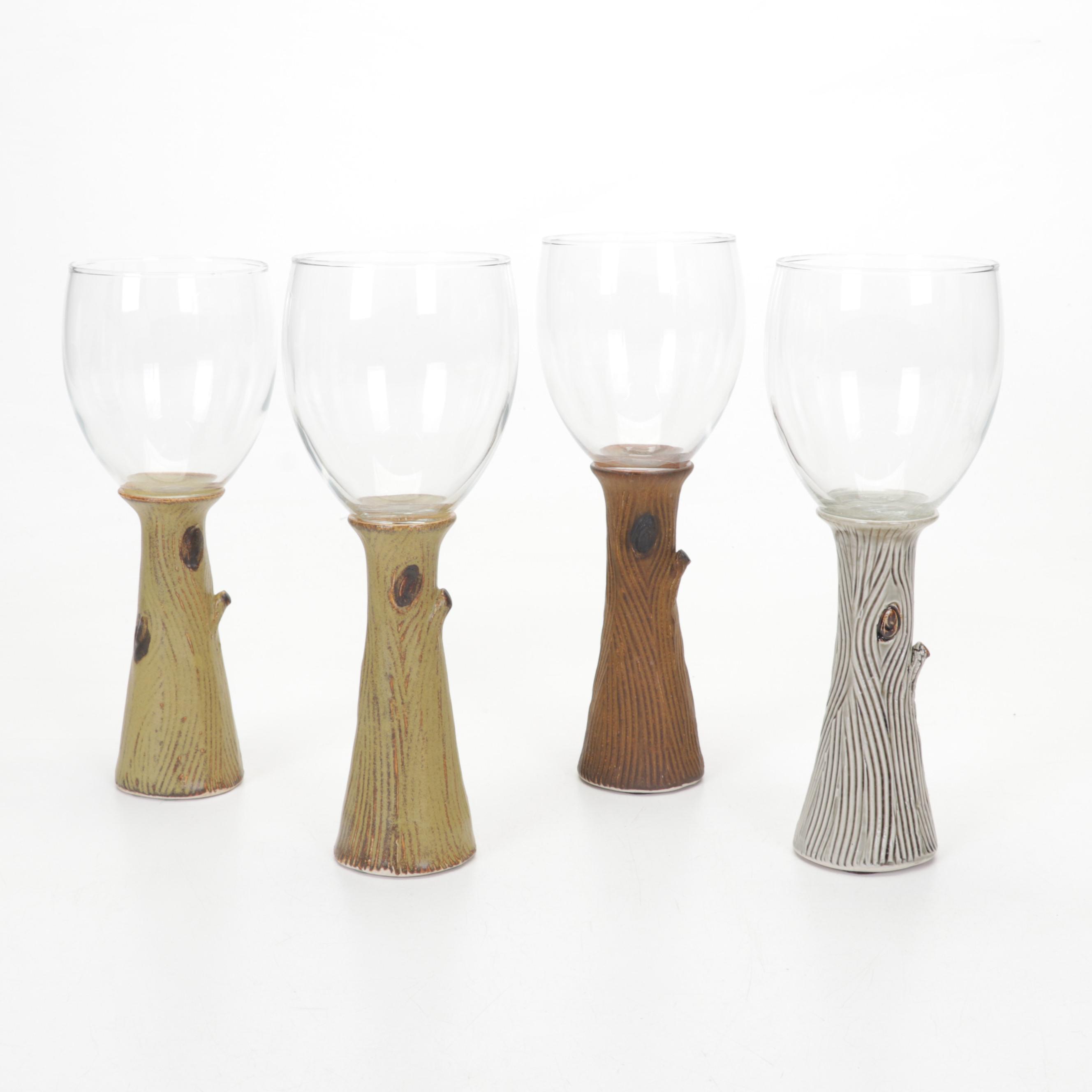 Amy Elswick Wine Glasses with Scott Nelles Bronze Candleholder and Other Décor