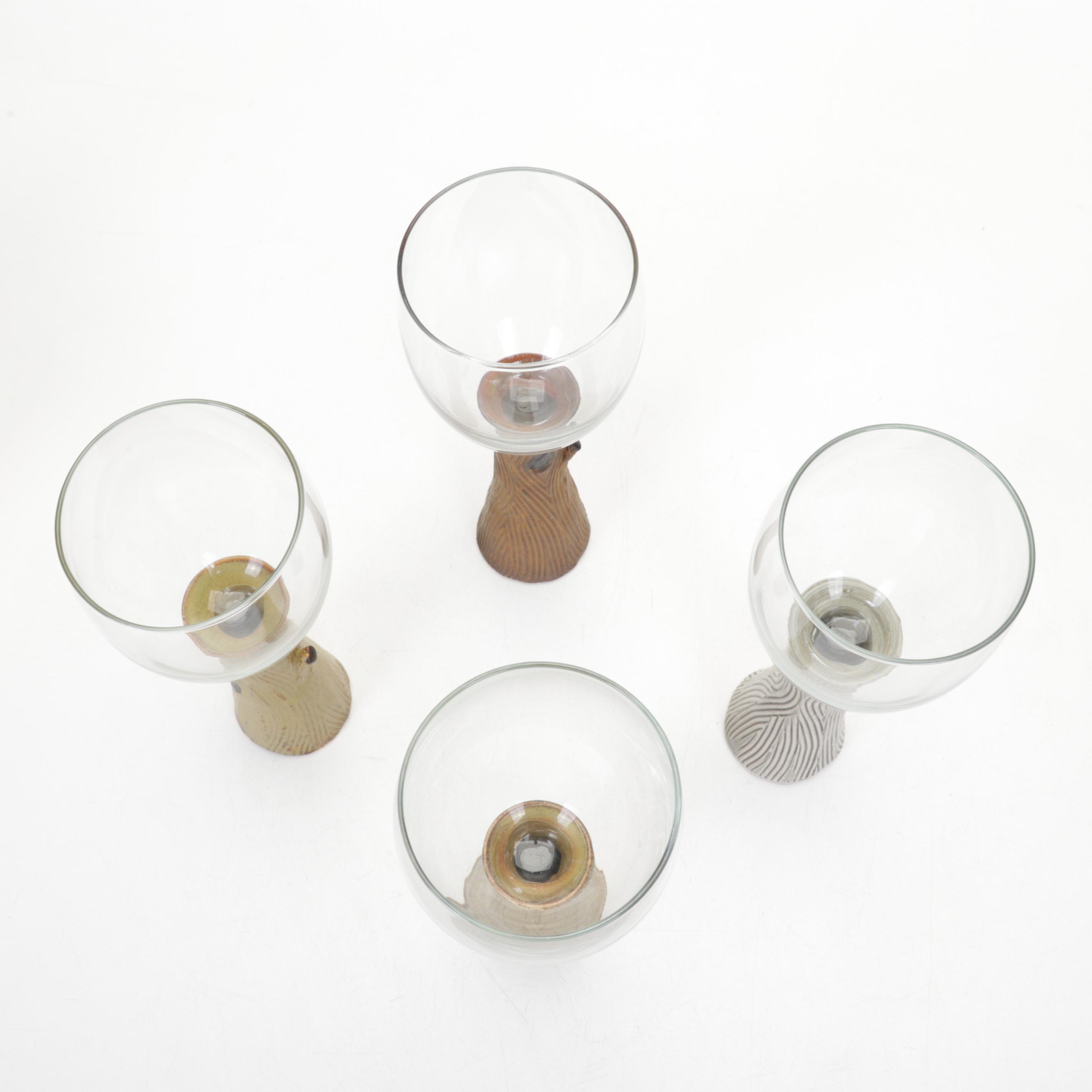 Amy Elswick Wine Glasses with Scott Nelles Bronze Candleholder and Other Décor