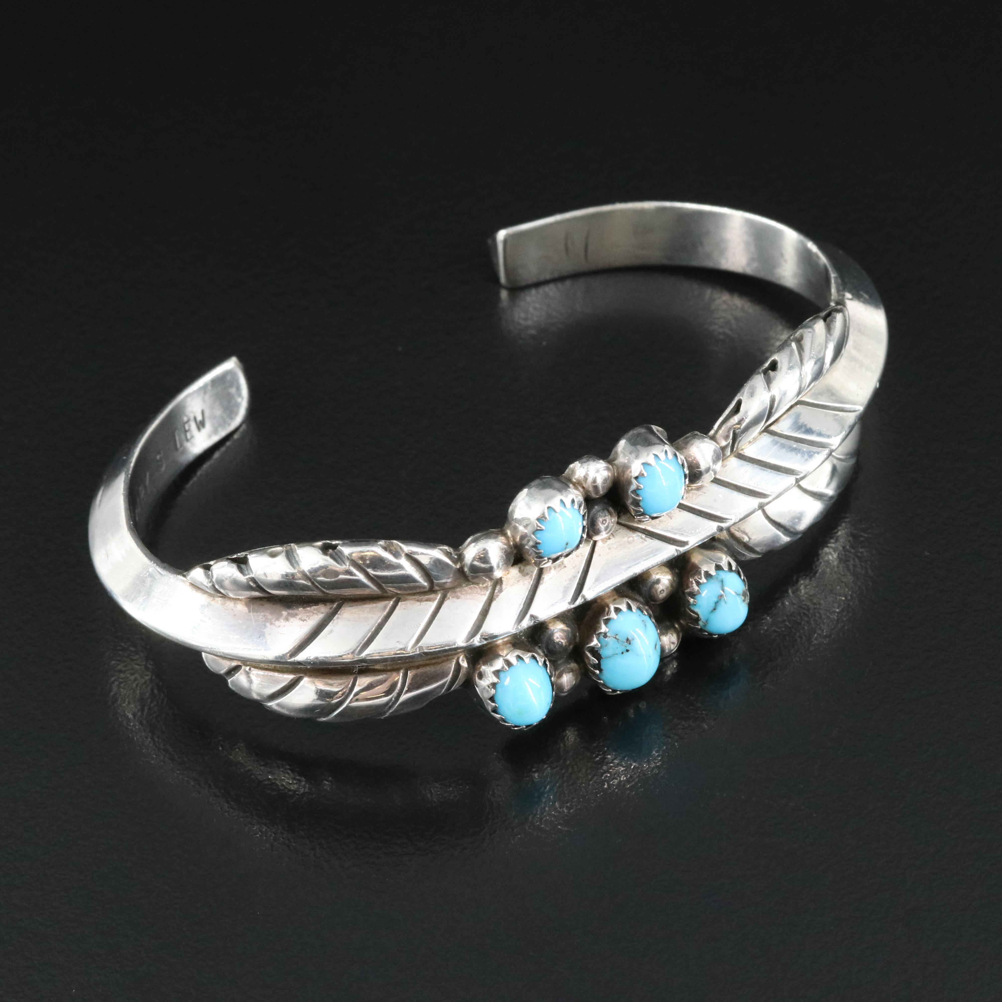 Mary S Lew Navajo Diné Sterling Turquoise Cuff