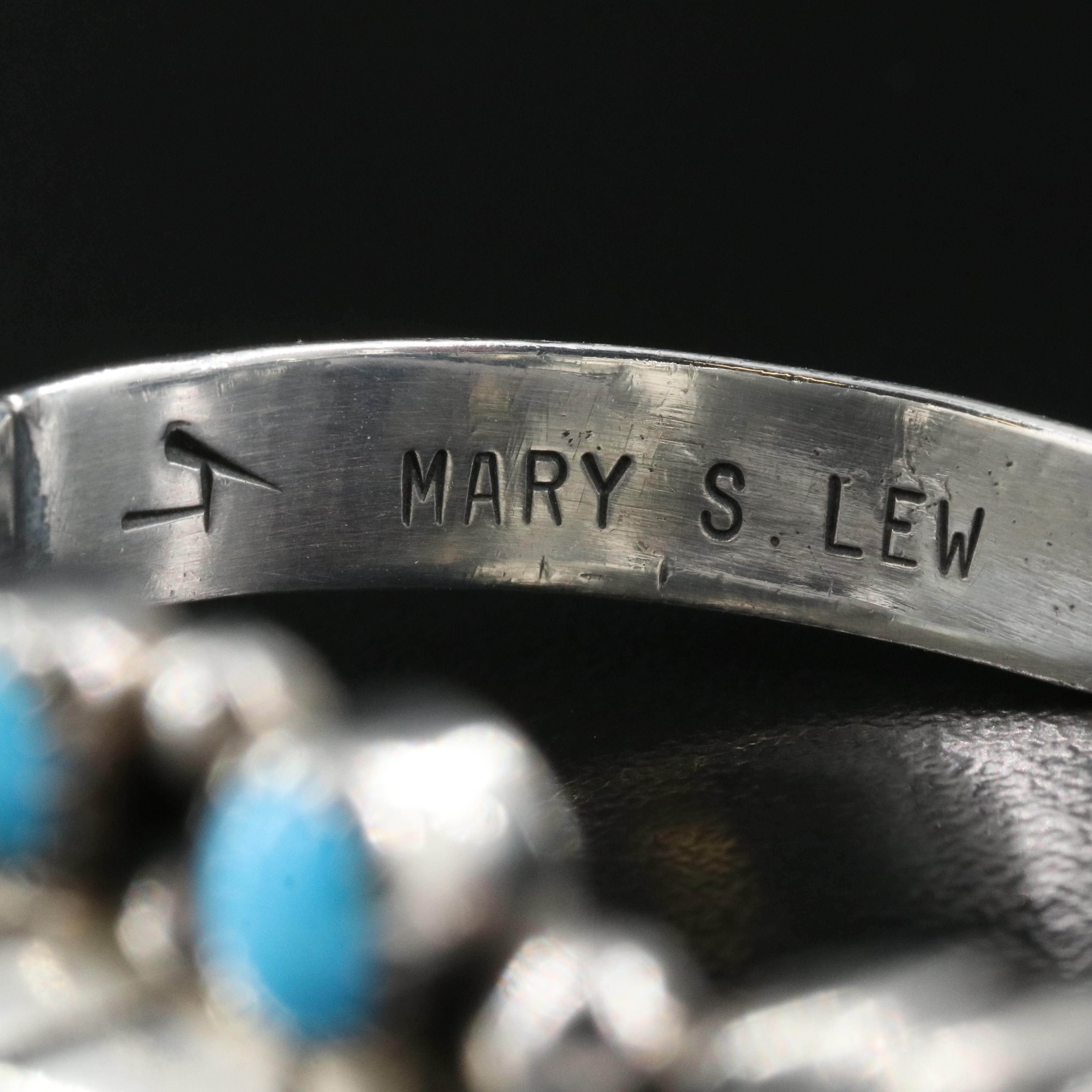 Mary S Lew Navajo Diné Sterling Turquoise Cuff