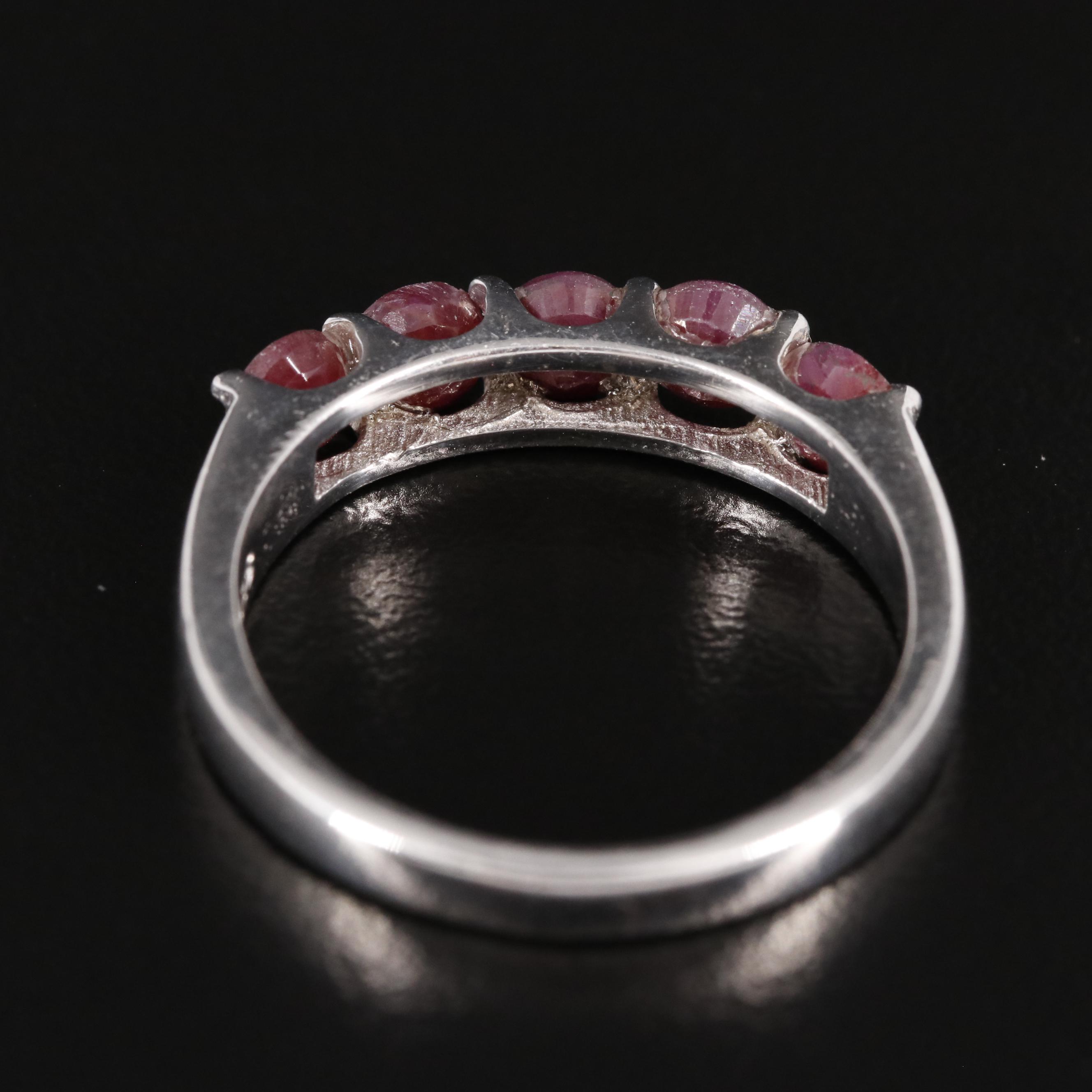 Sterling and Ruby Five Stone Ring