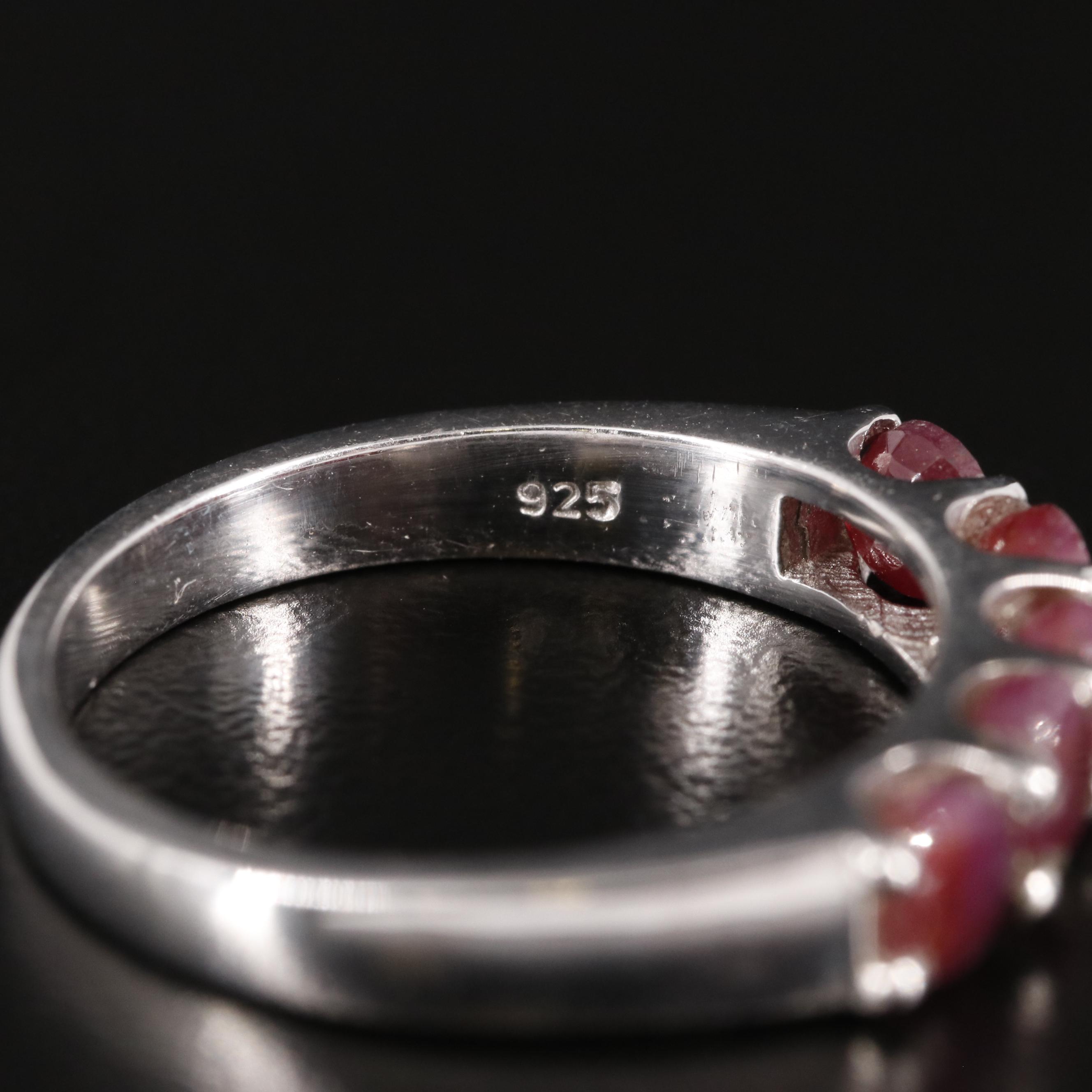 Sterling and Ruby Five Stone Ring