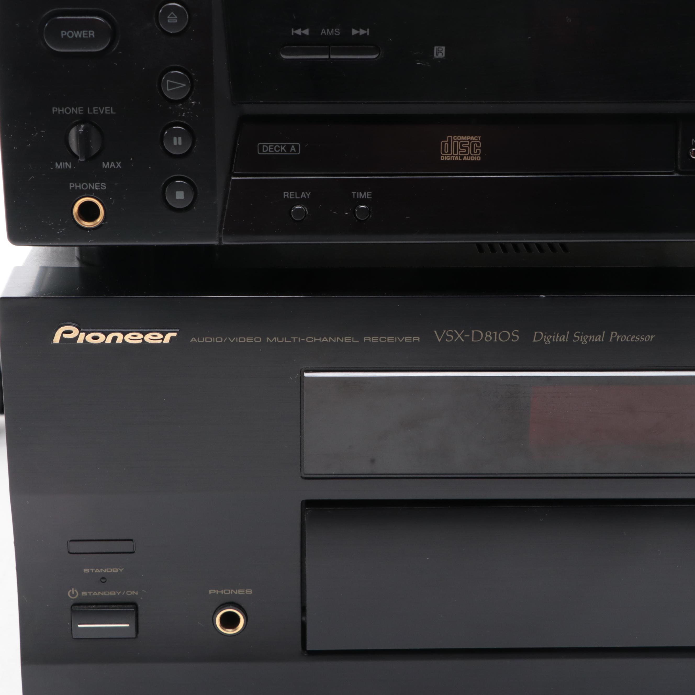 Pioneer A/V Receiver, Sony CD-RW and Yamaha AM/FM Stereo Tuner