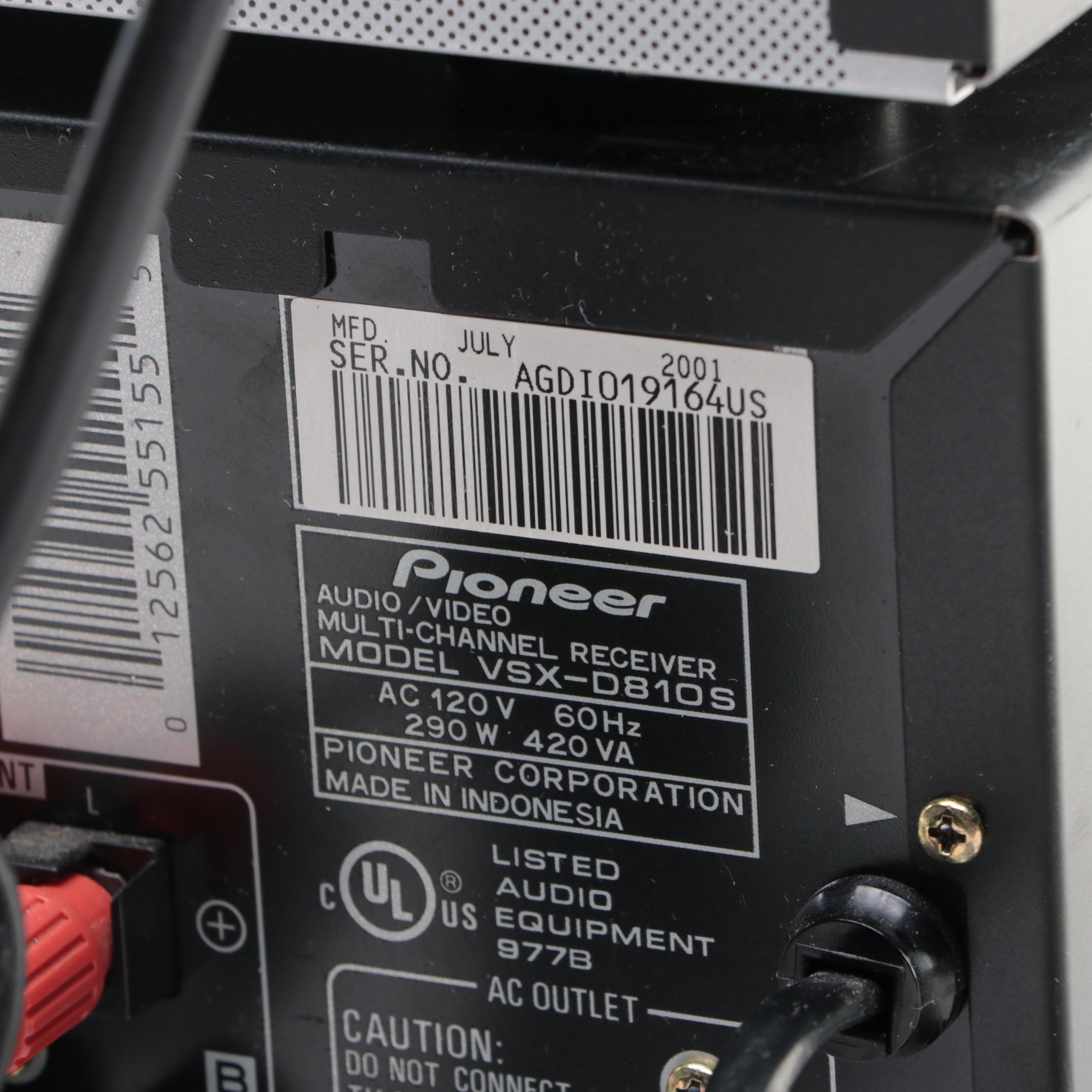 Pioneer A/V Receiver, Sony CD-RW and Yamaha AM/FM Stereo Tuner