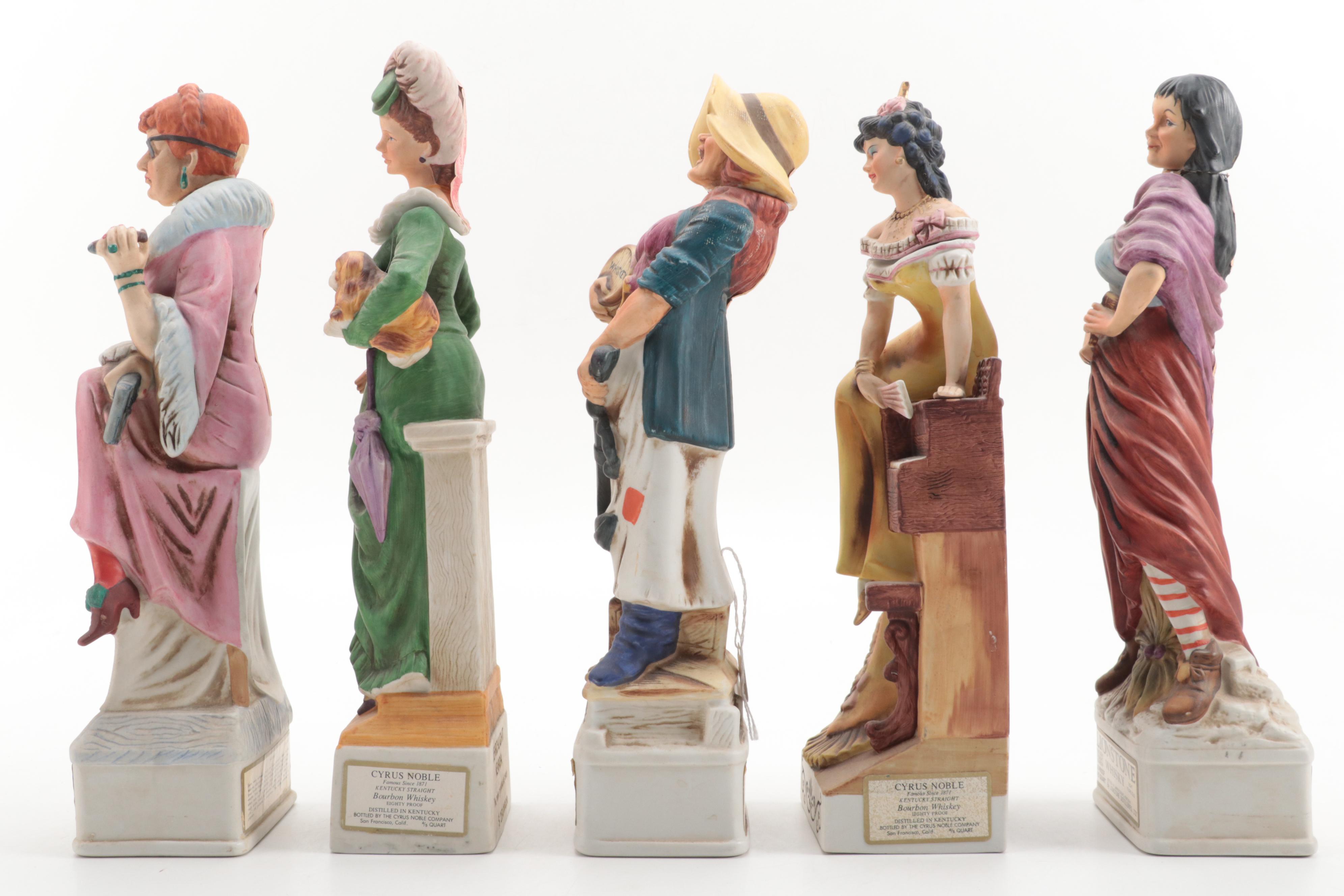 Lionstone and Cyrus Noble Mine Porcelain Bisque Whiskey Decanters