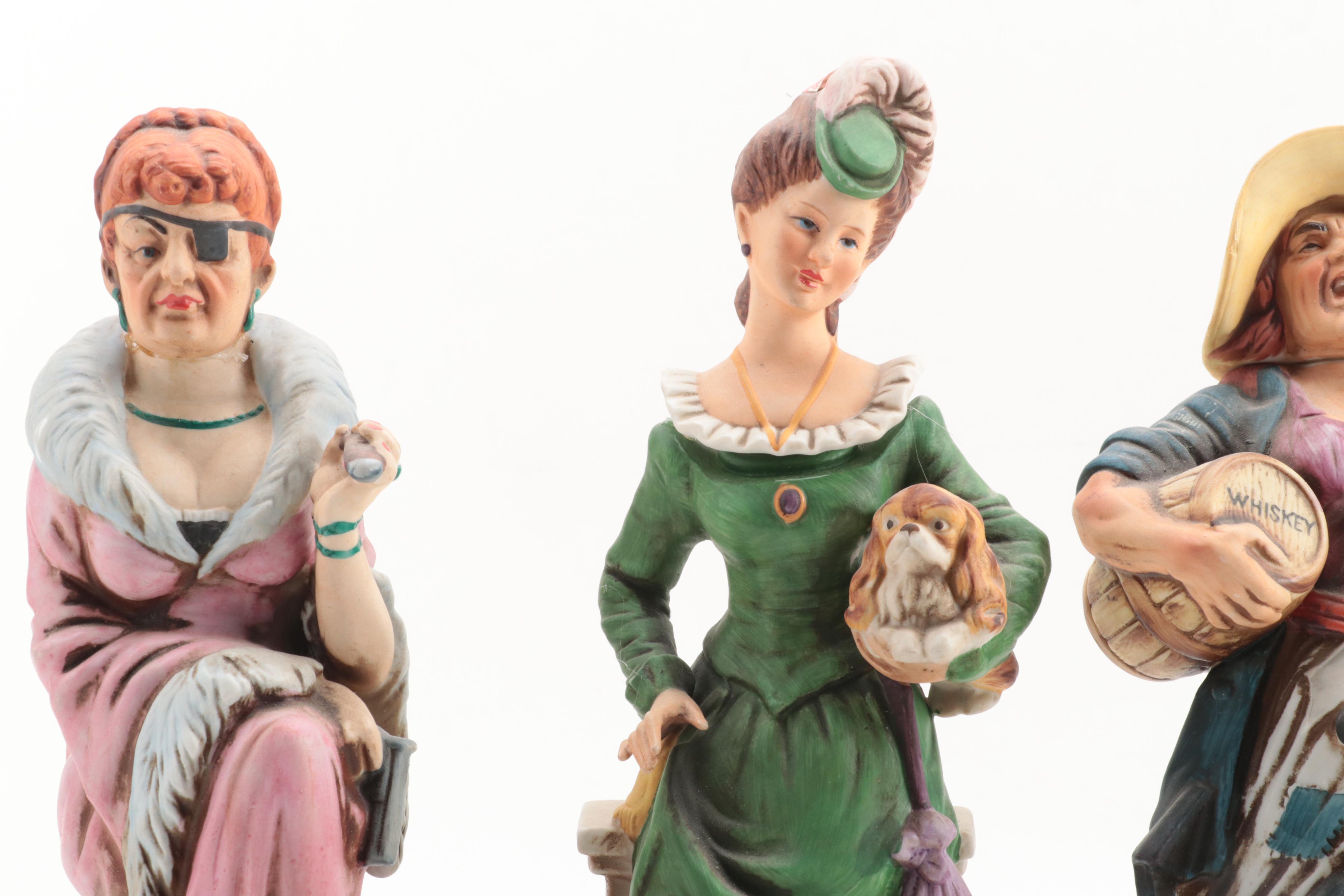 Lionstone and Cyrus Noble Mine Porcelain Bisque Whiskey Decanters