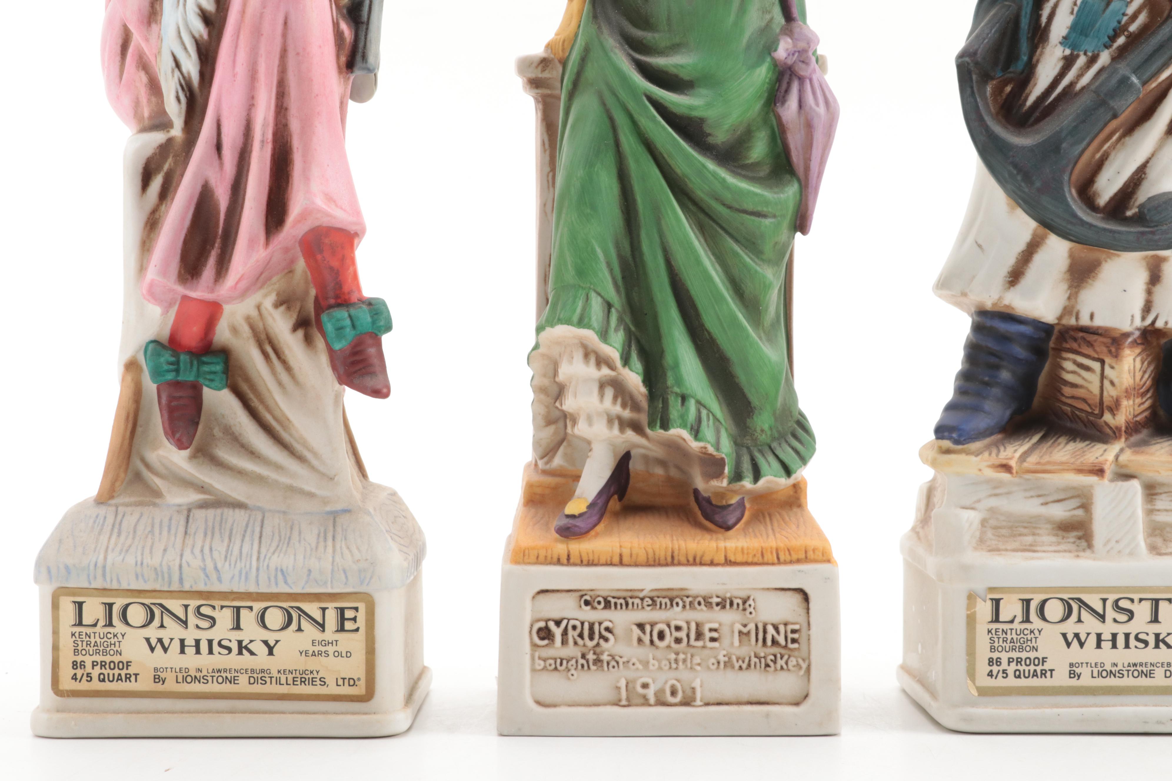 Lionstone and Cyrus Noble Mine Porcelain Bisque Whiskey Decanters