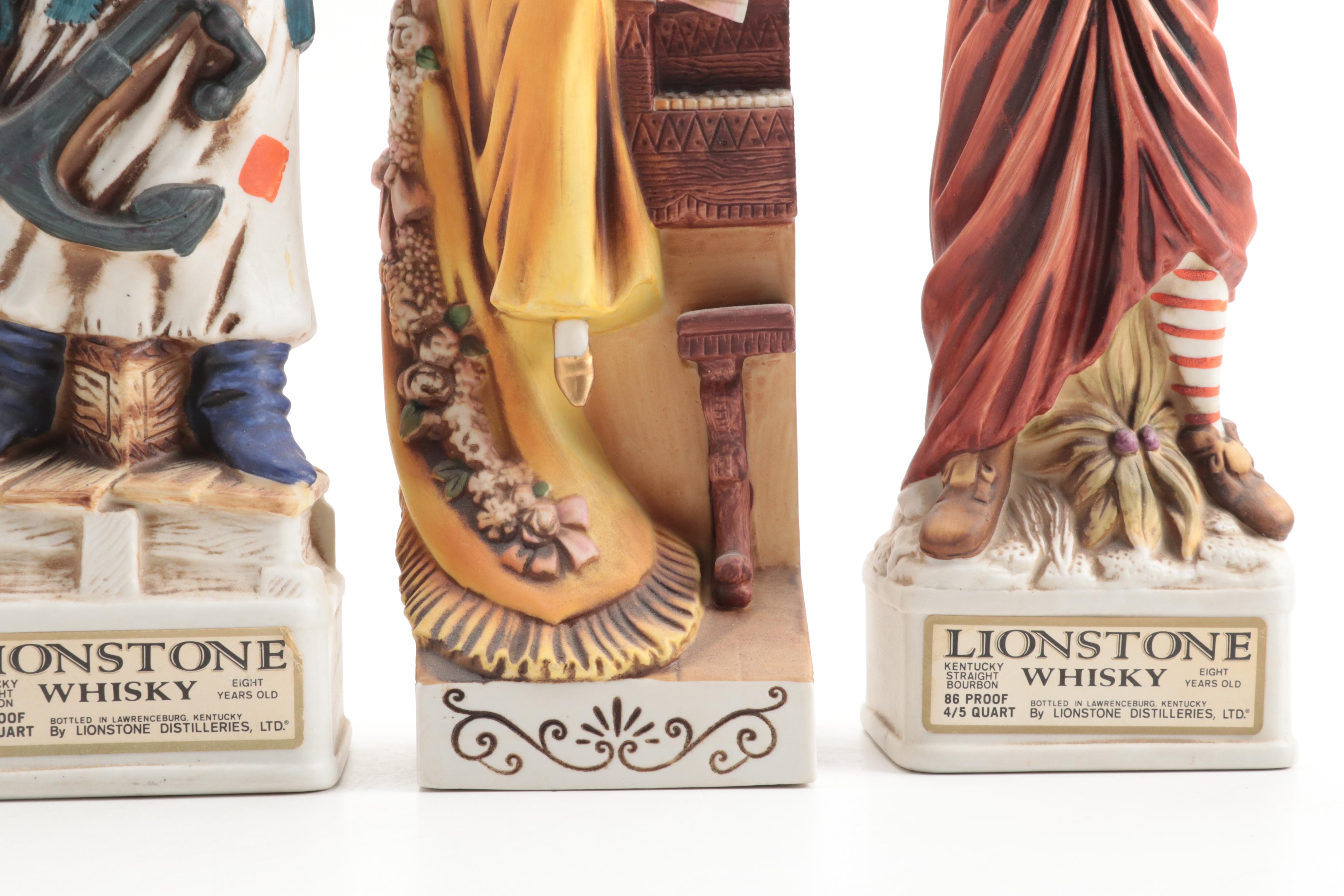 Lionstone and Cyrus Noble Mine Porcelain Bisque Whiskey Decanters