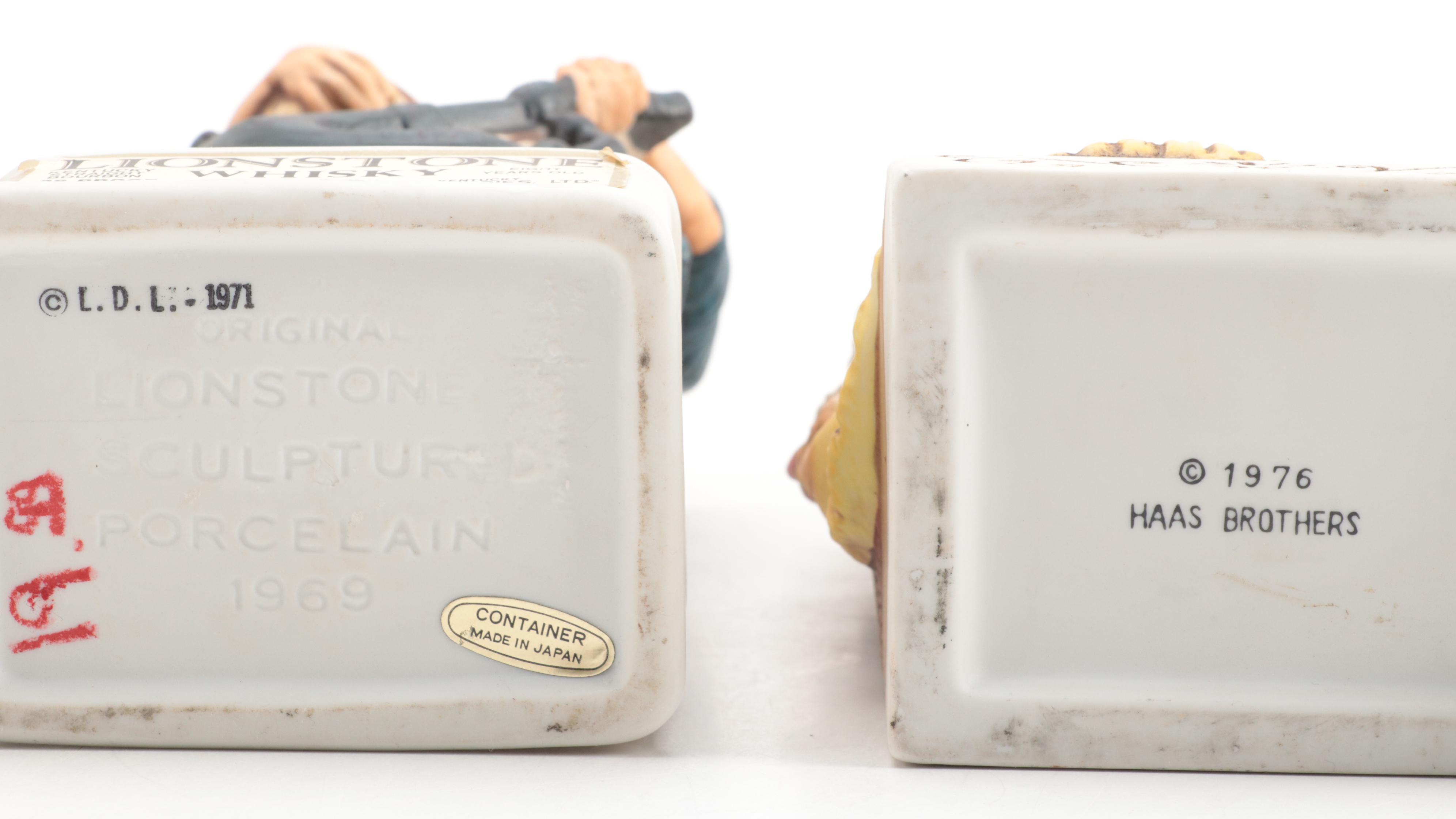 Lionstone and Cyrus Noble Mine Porcelain Bisque Whiskey Decanters