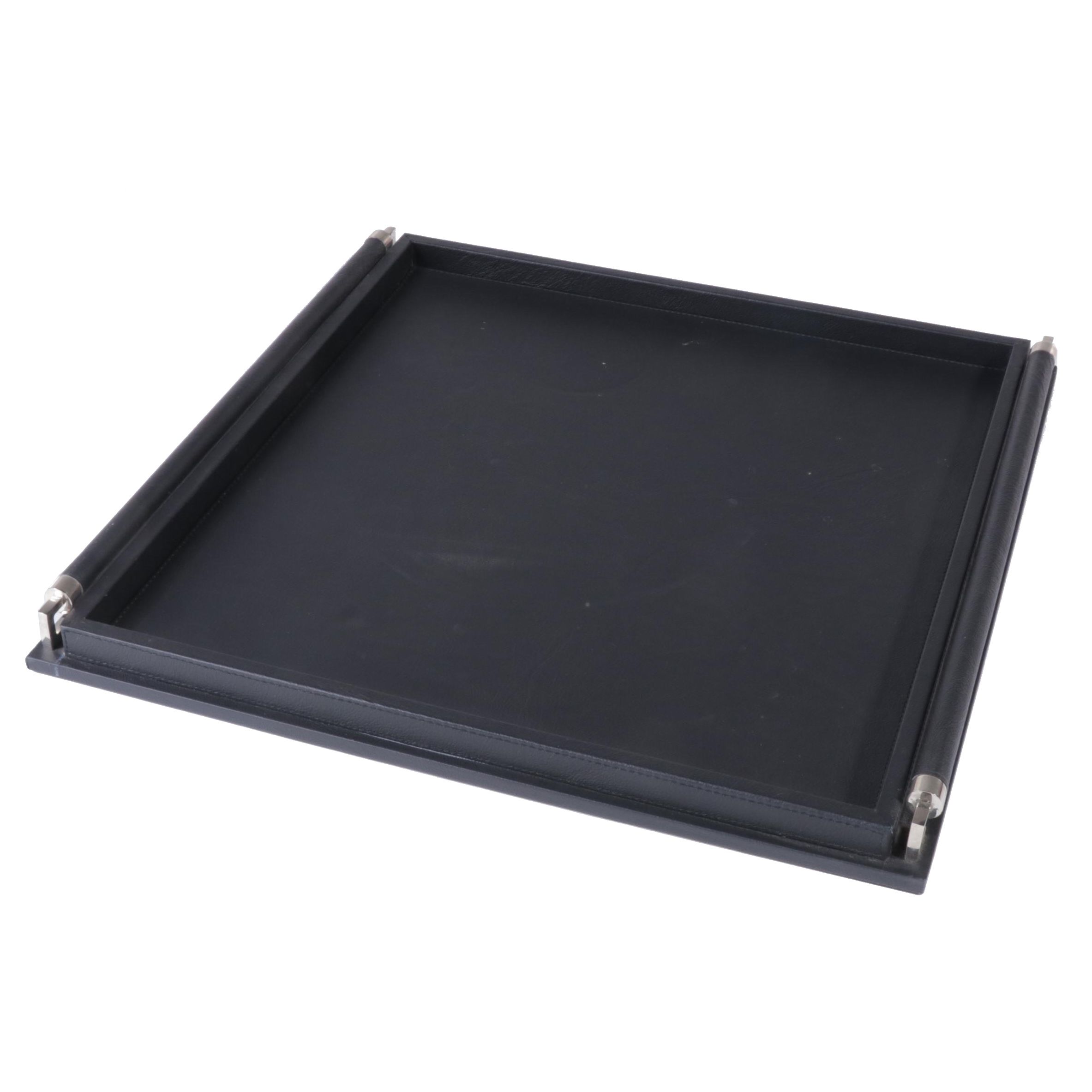 Global Views Double Handled Leather Wrapped Tray