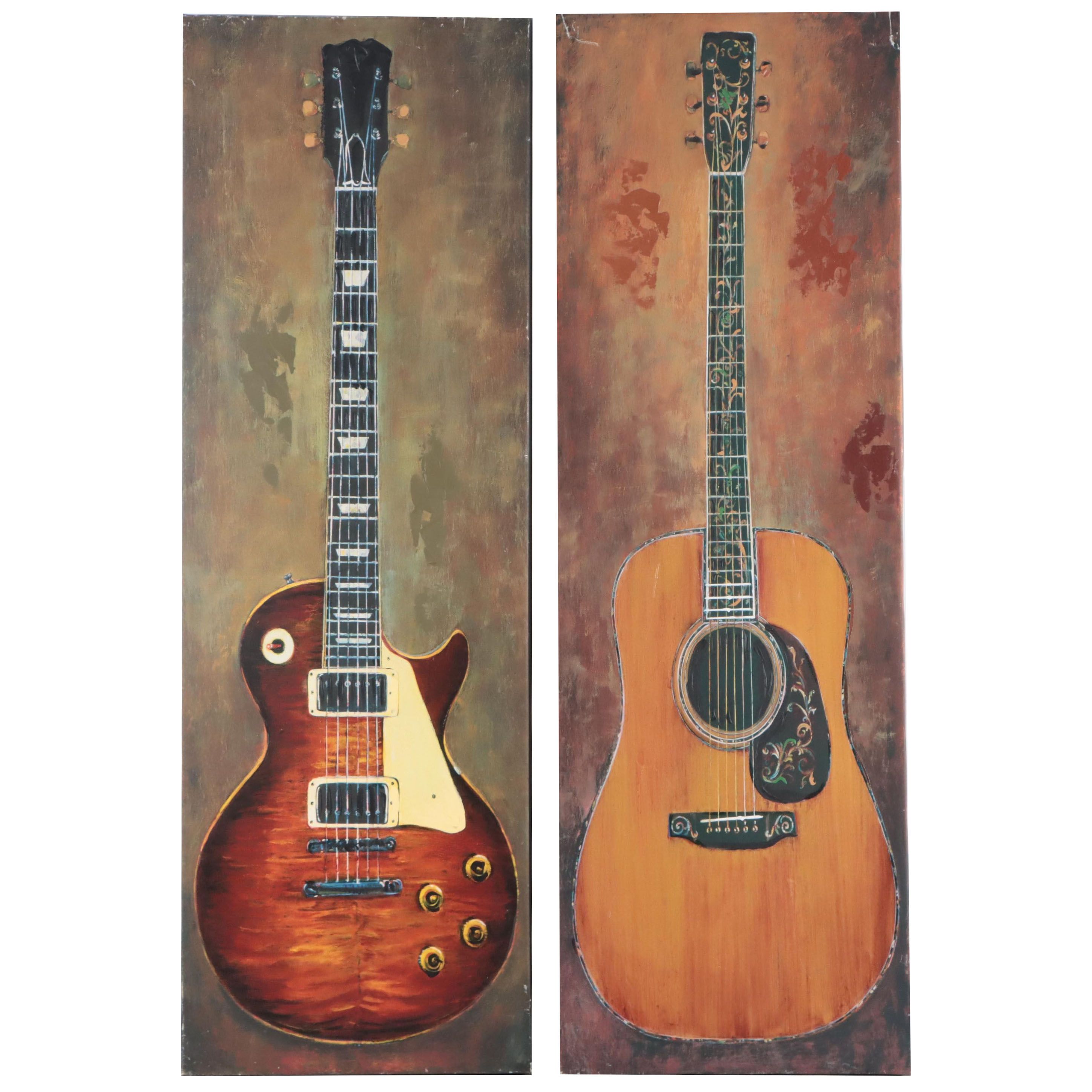 Embellished Giclée Wall Hangings of Guitars