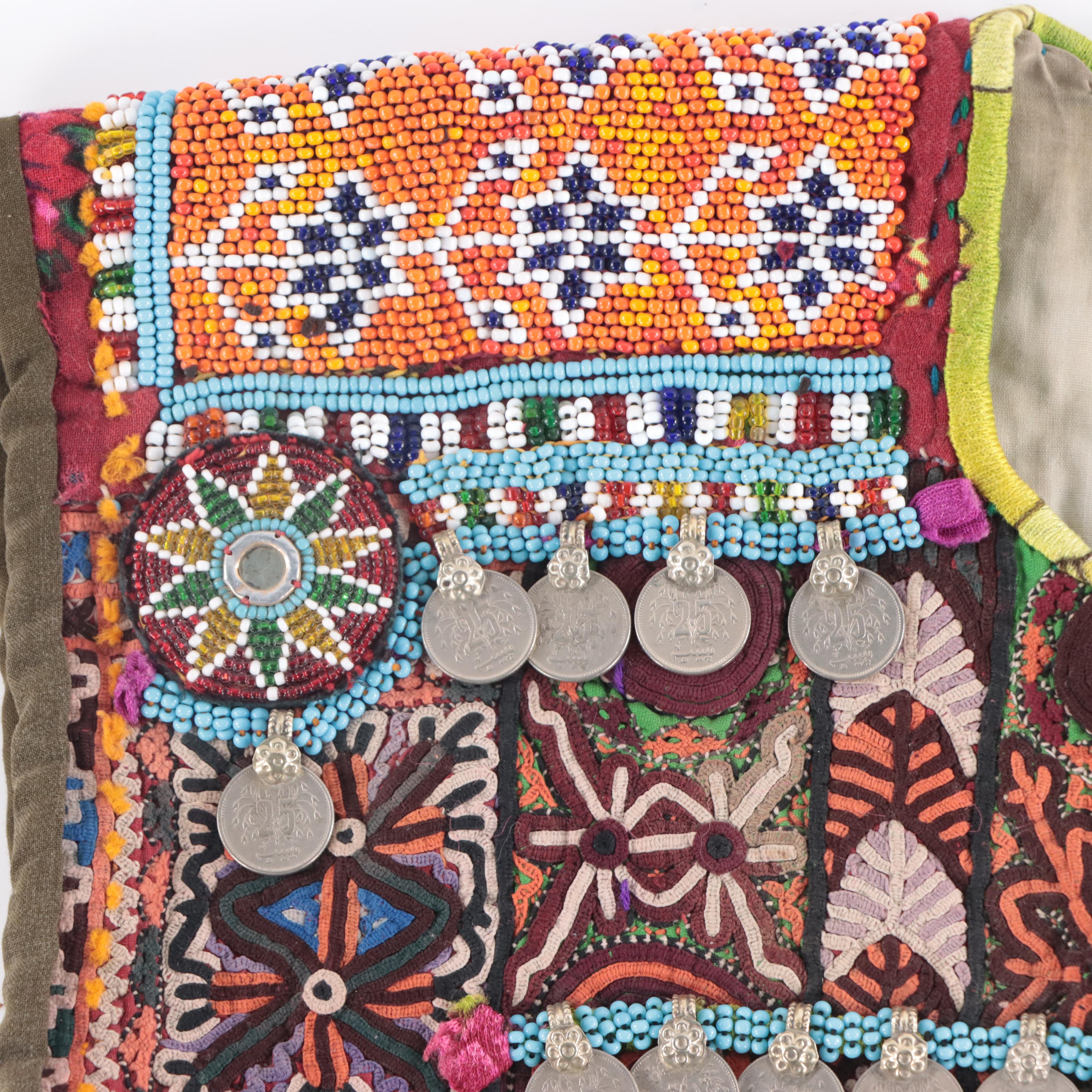 Handmade Afghan Beaded Crop Dress Top with Dangling Coins