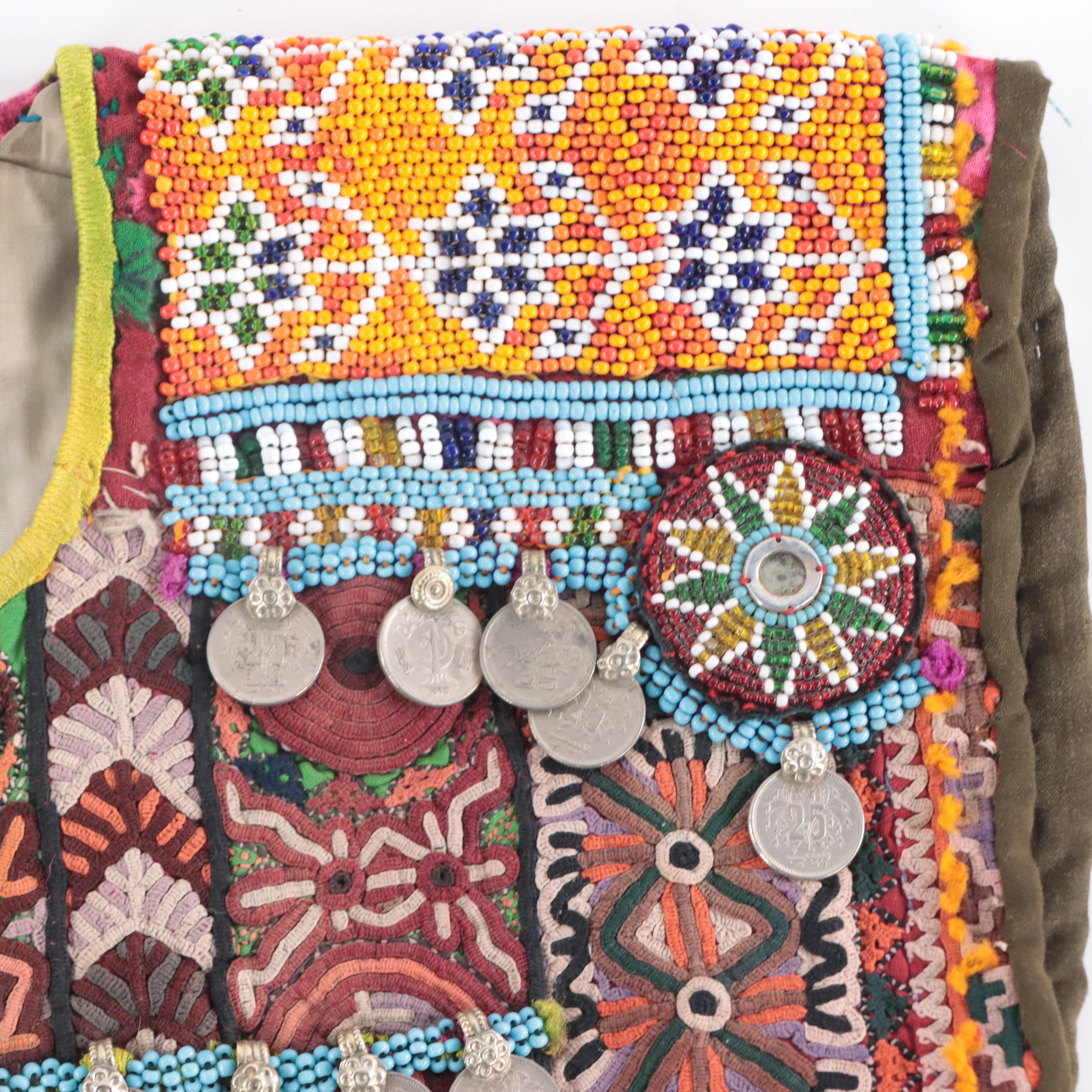 Handmade Afghan Beaded Crop Dress Top with Dangling Coins
